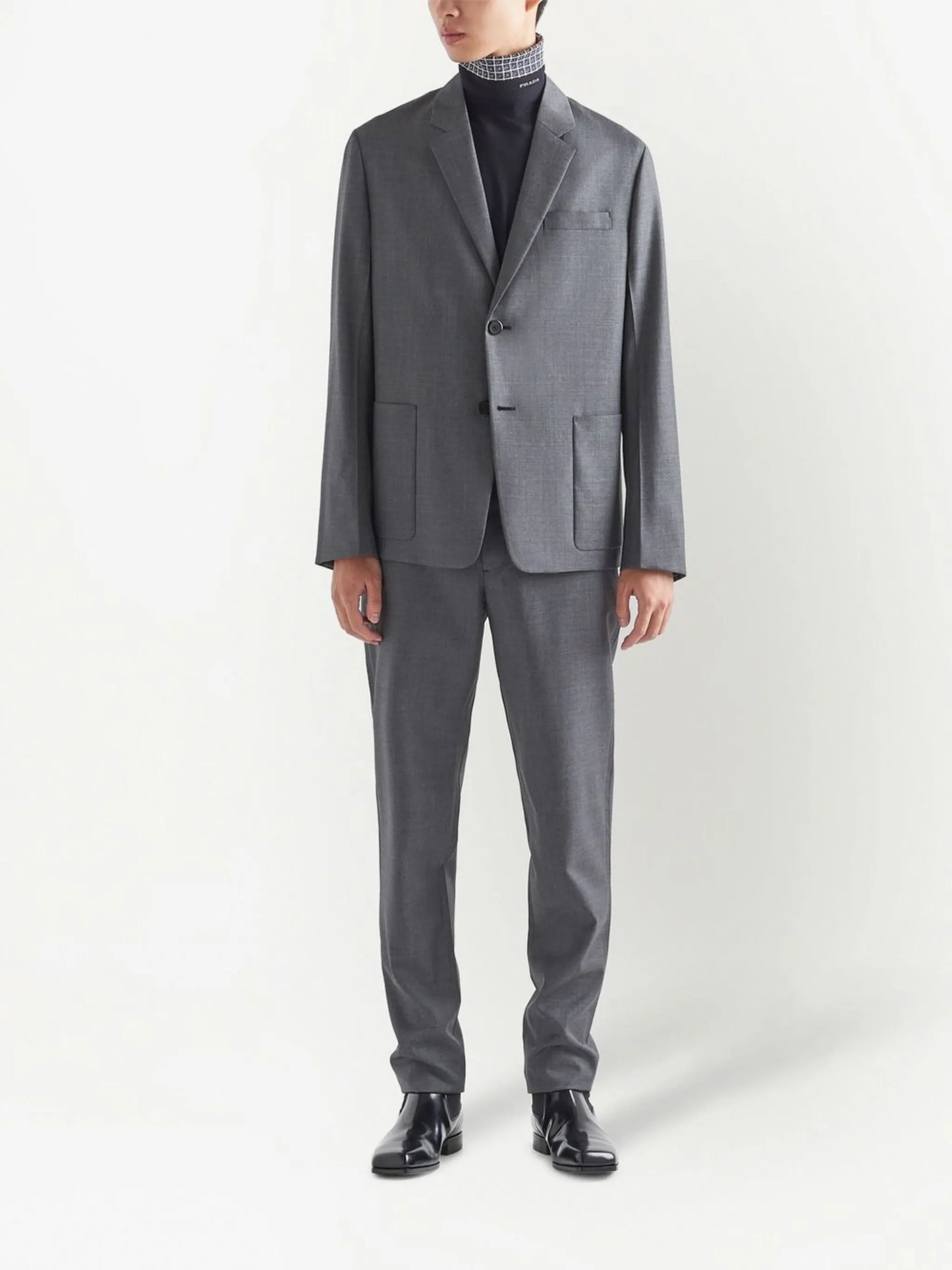 virgin-wool slim-cut trousers