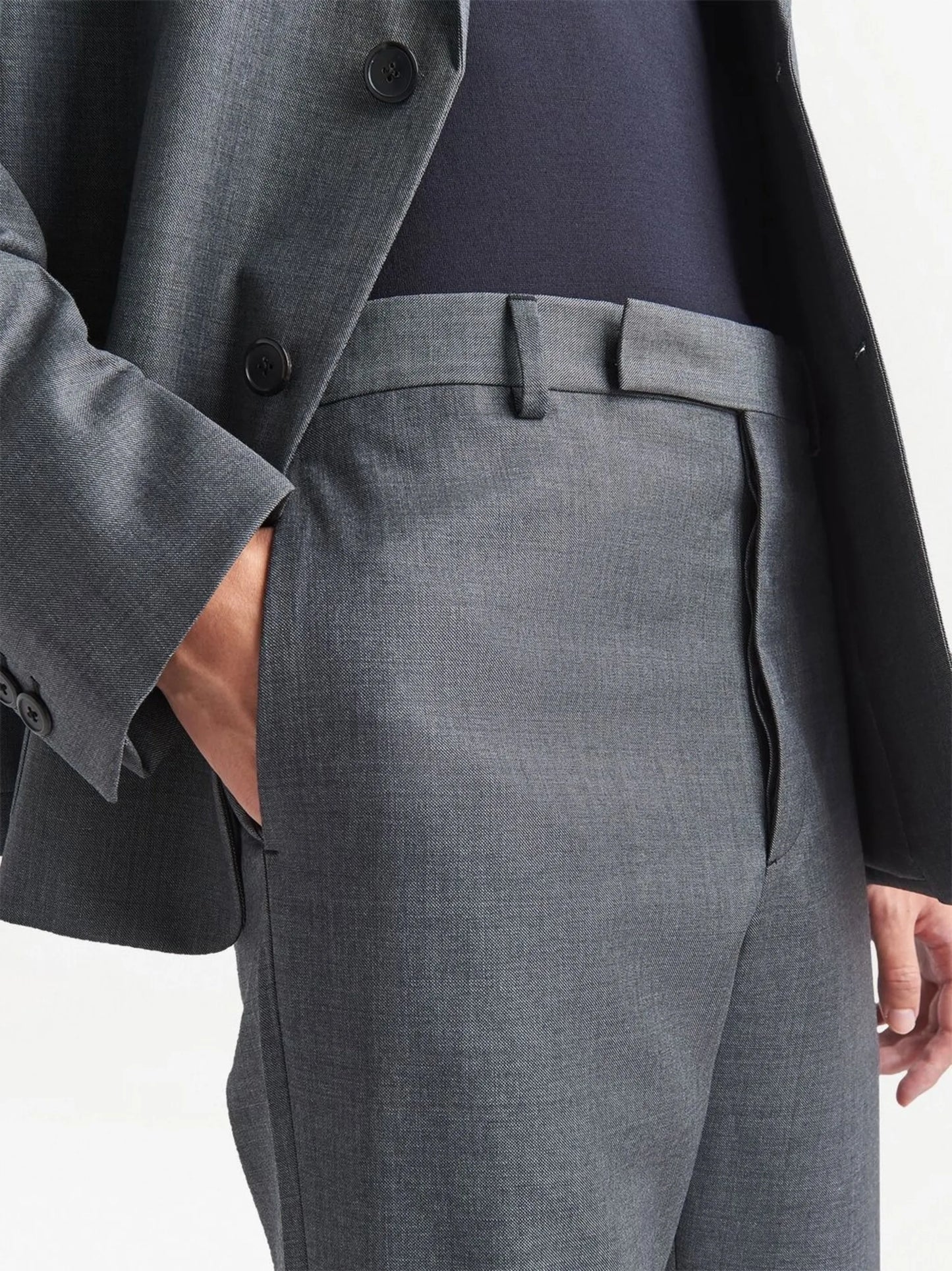 virgin-wool slim-cut trousers