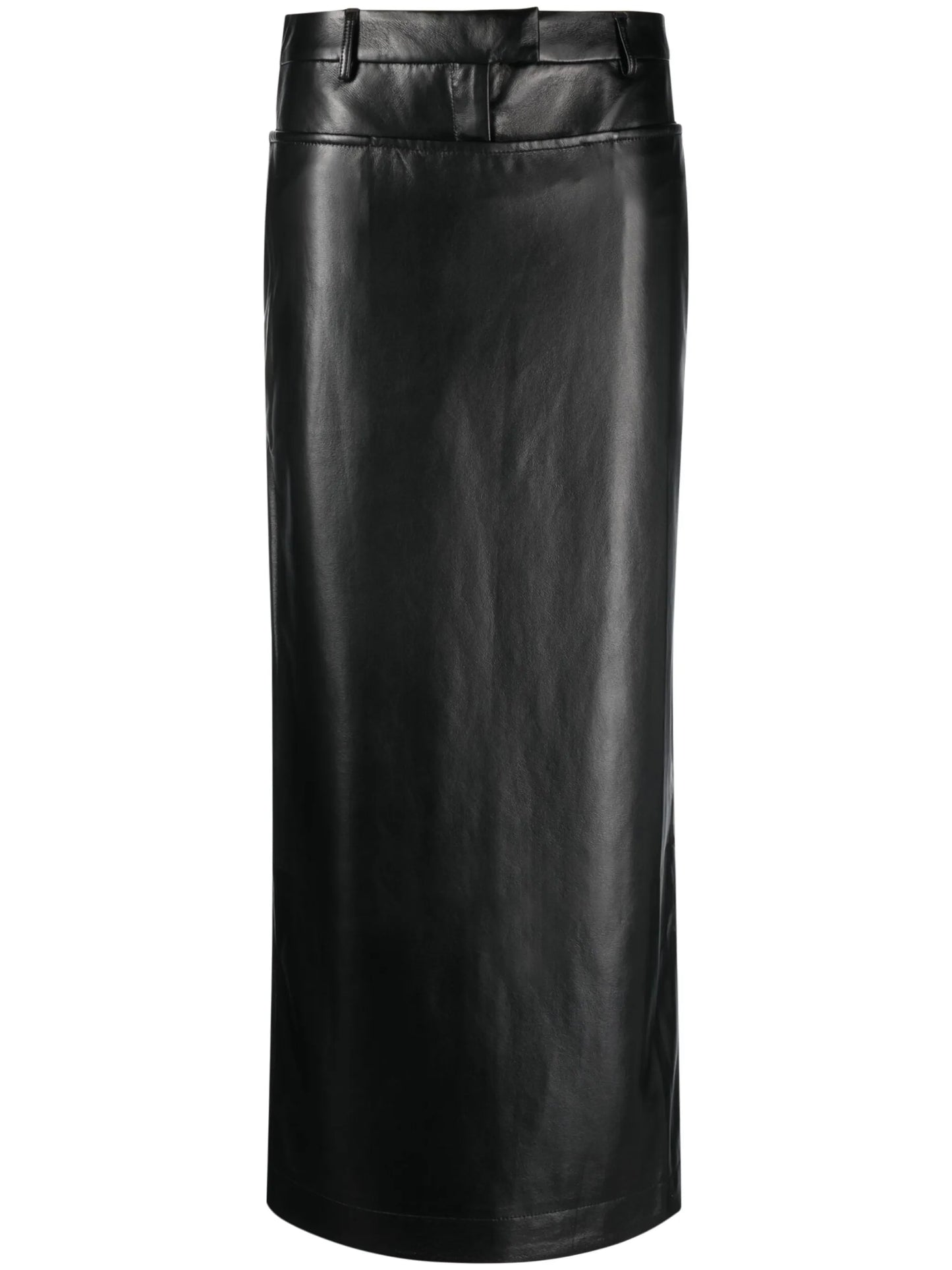 faux-leather low-rise long skirt