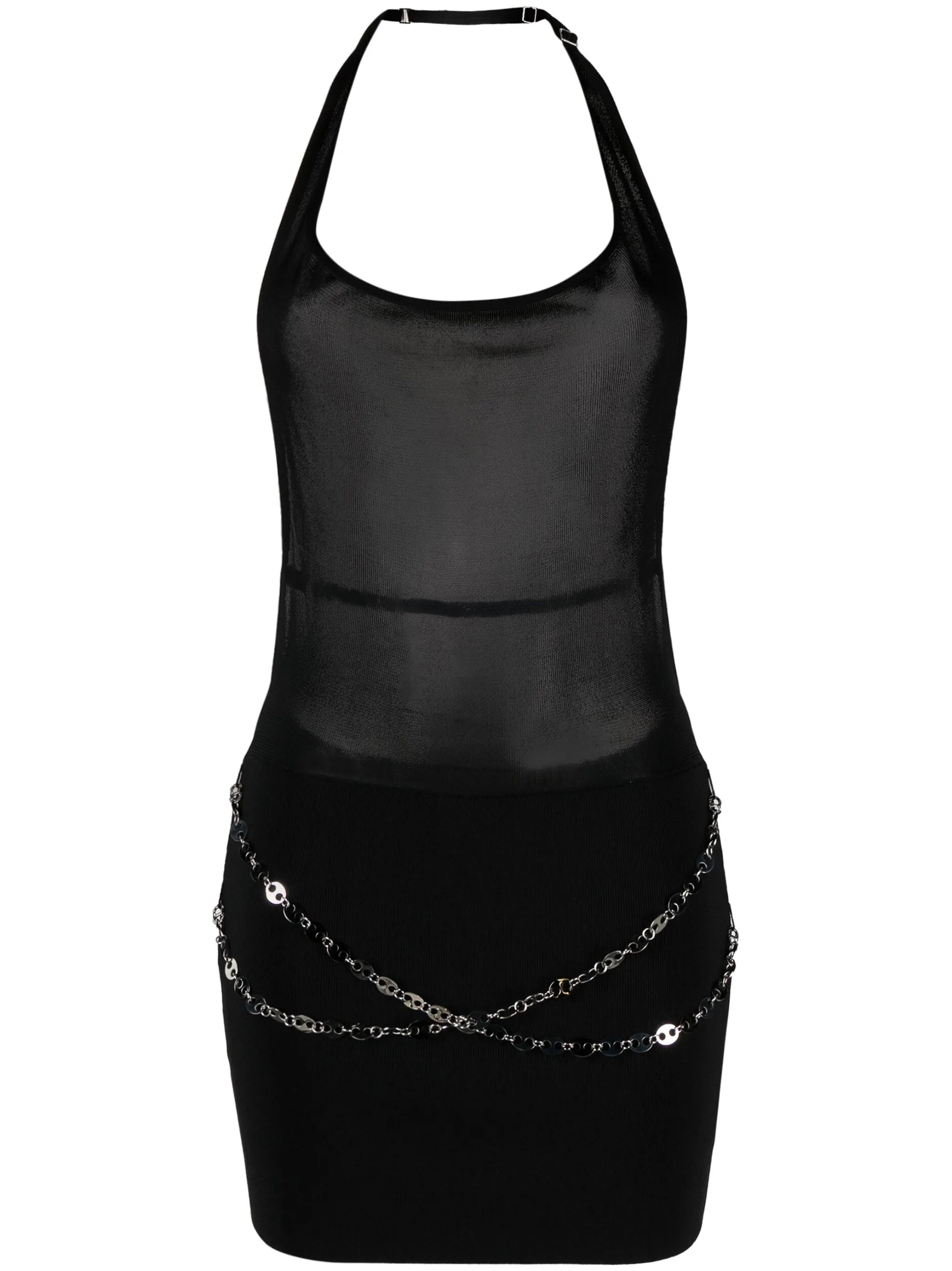 chain-link halterneck dress