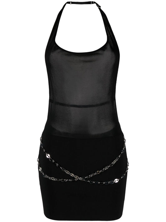 chain-link halterneck dress