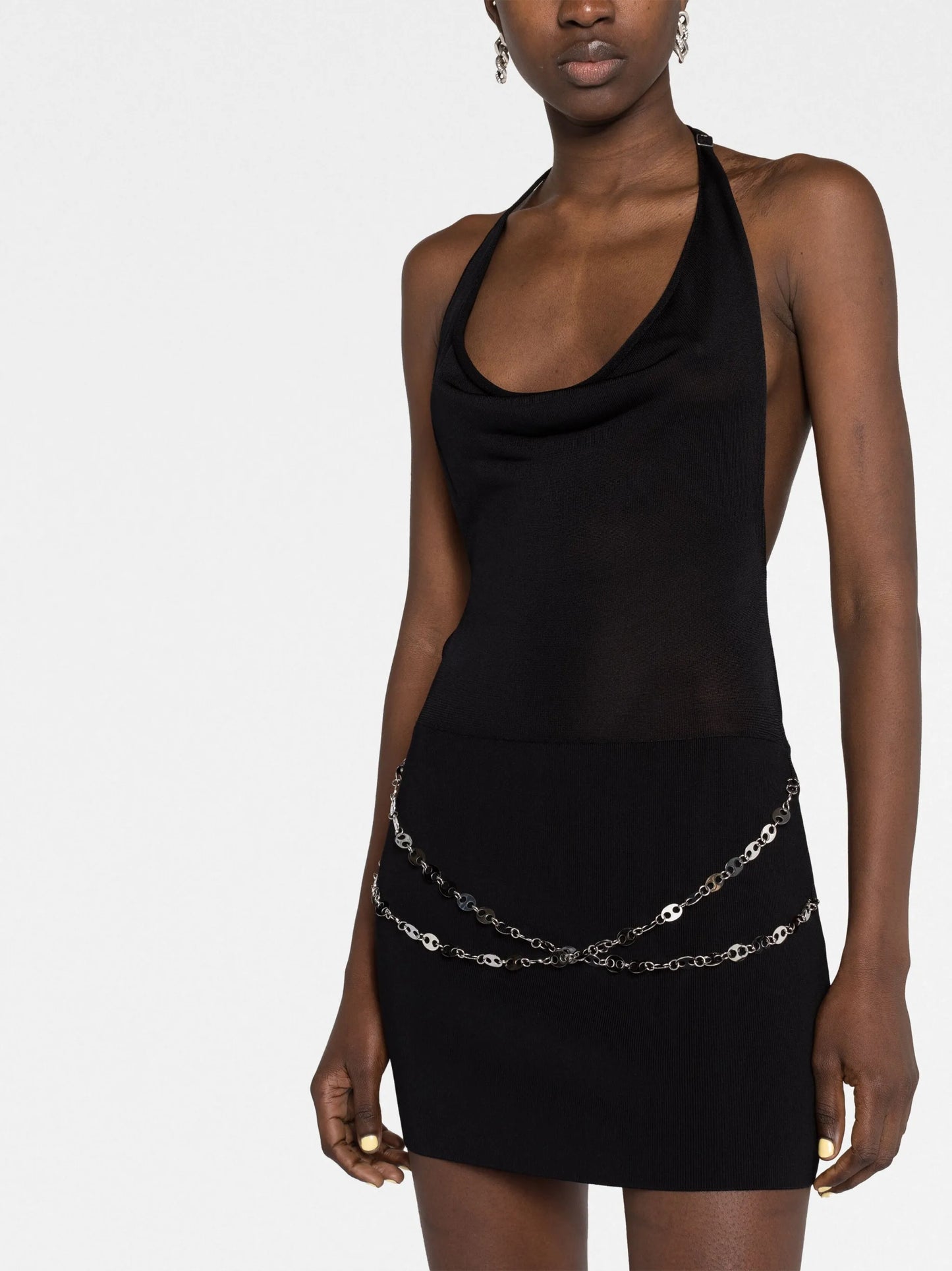 chain-link halterneck dress