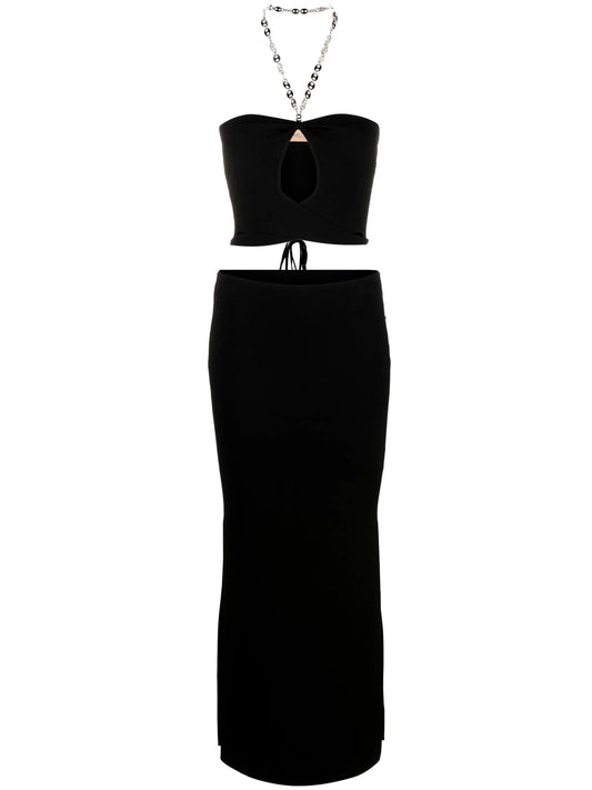 chain-link cut-out jersey dress