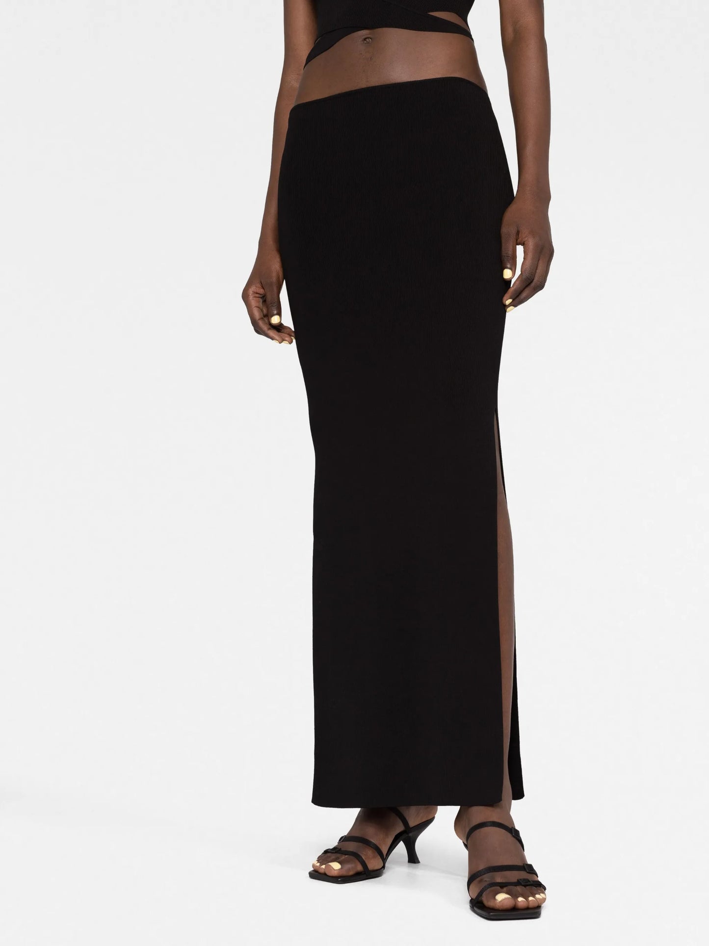 chain-link cut-out jersey dress