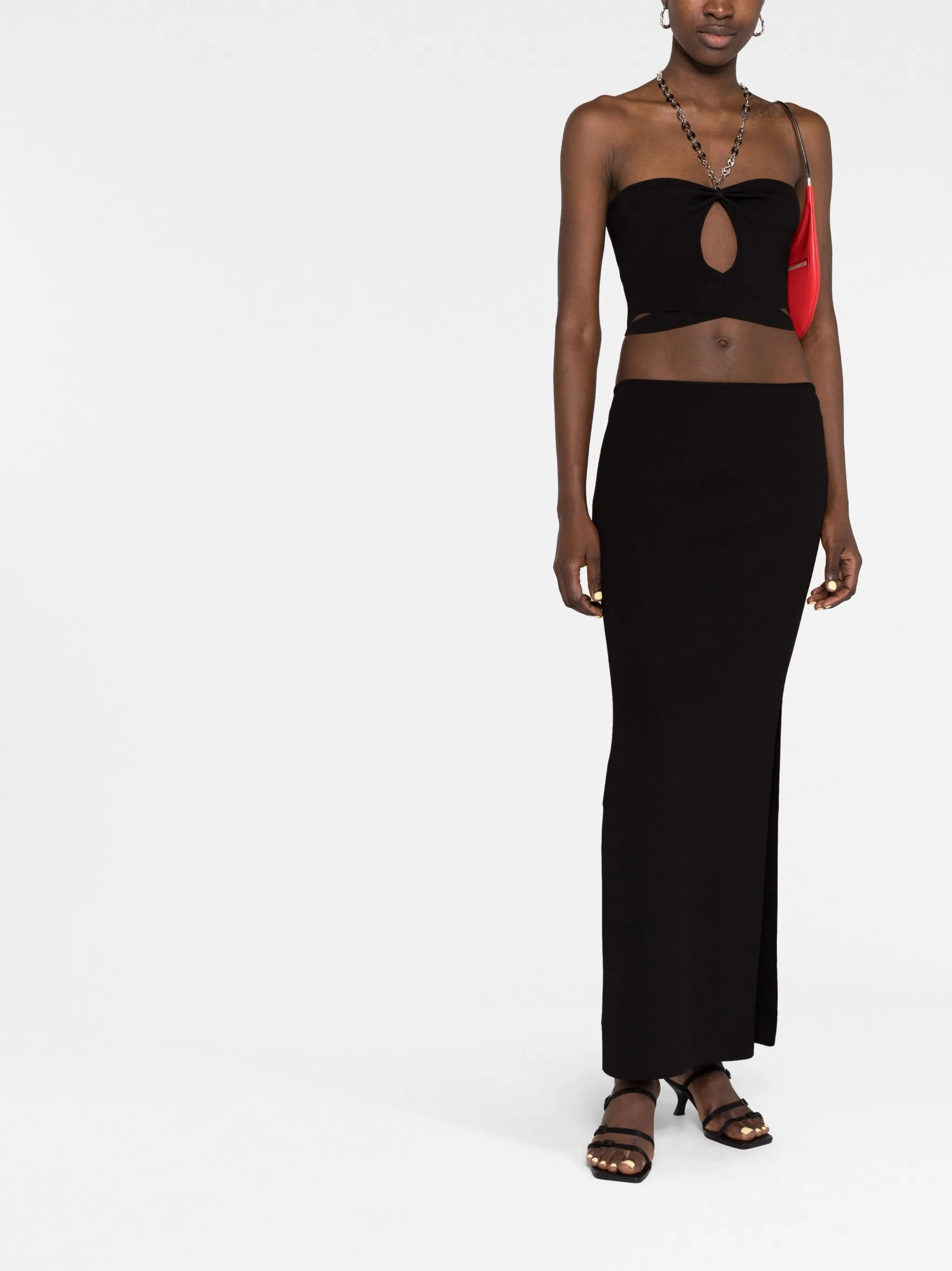 chain-link cut-out jersey dress