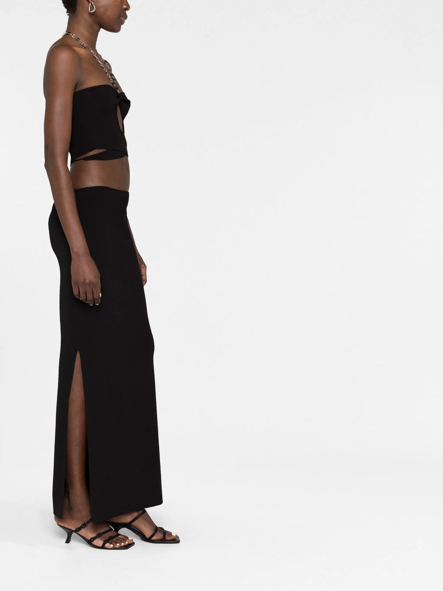 chain-link cut-out jersey dress