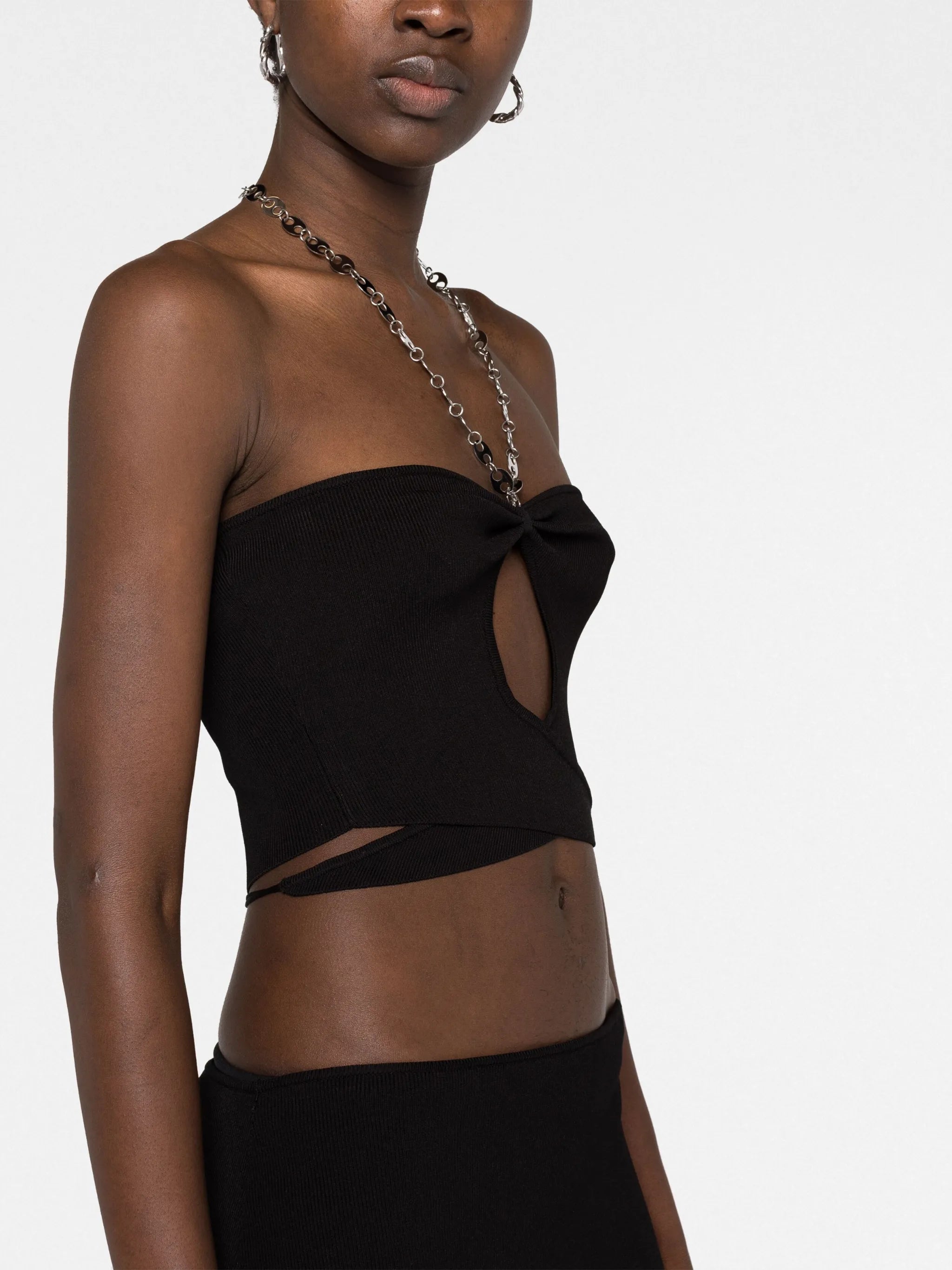 chain-link cut-out jersey dress