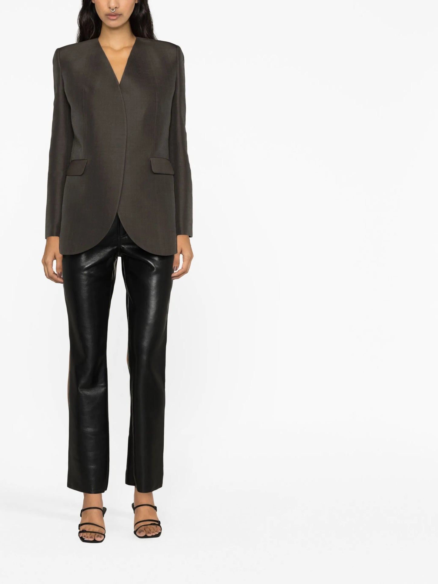bra-detail collarless blazer