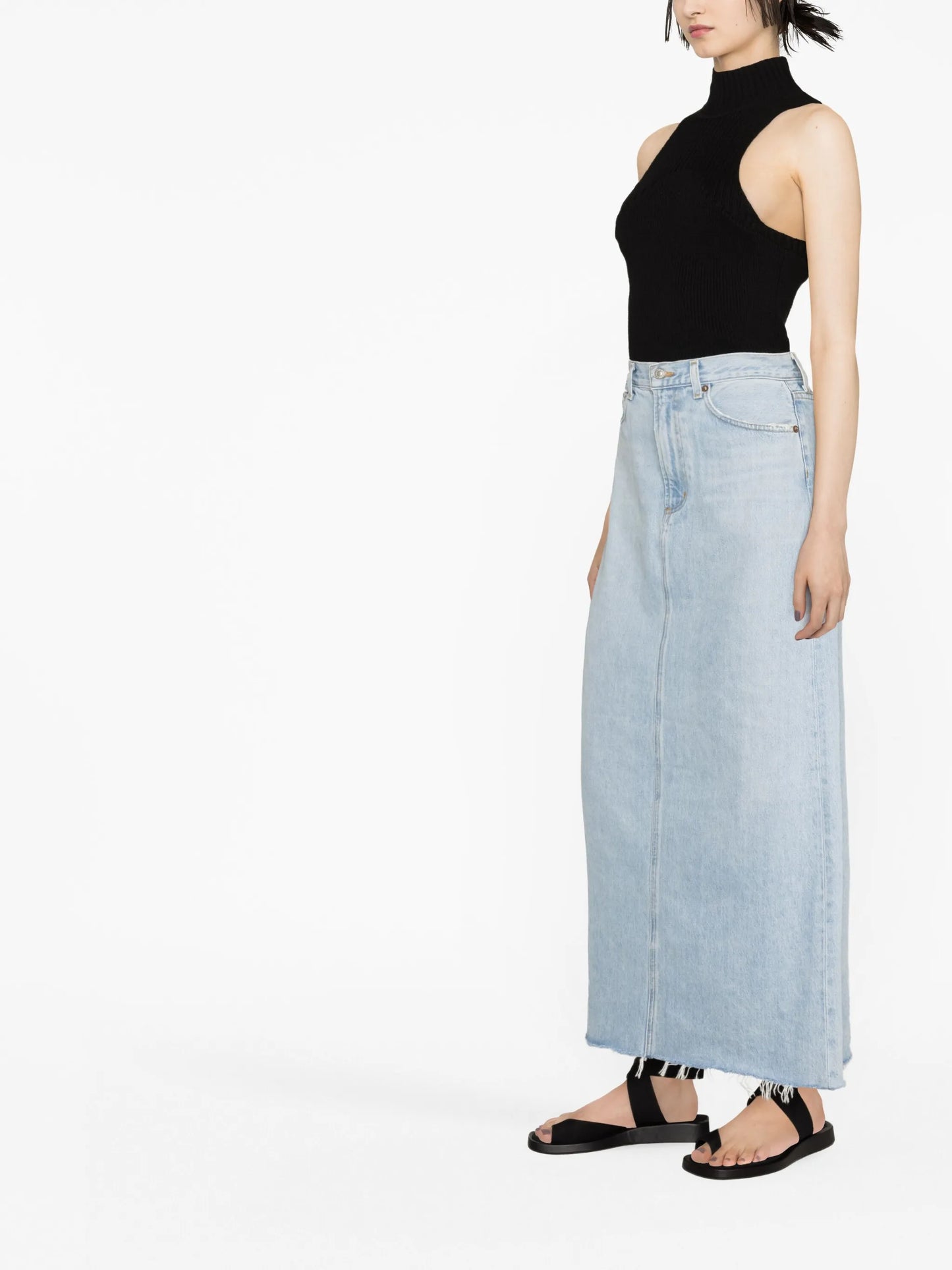 maxi denim skirt