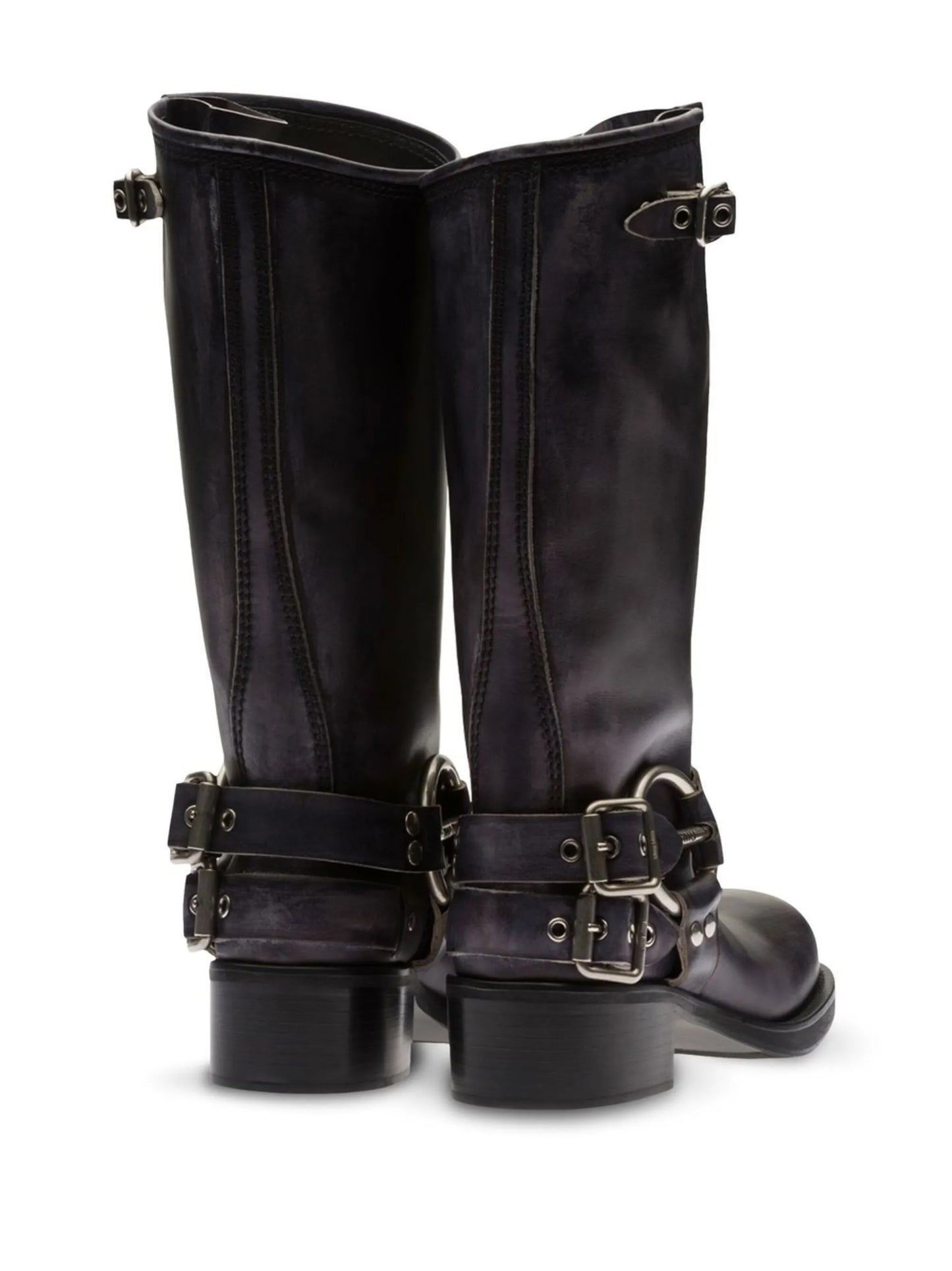 buckle-embellished biker boots