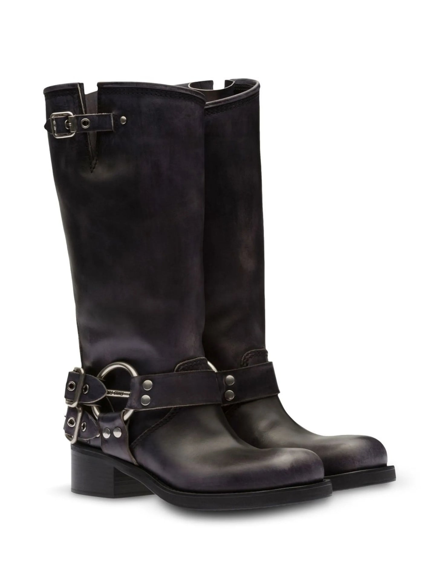 buckle-embellished biker boots