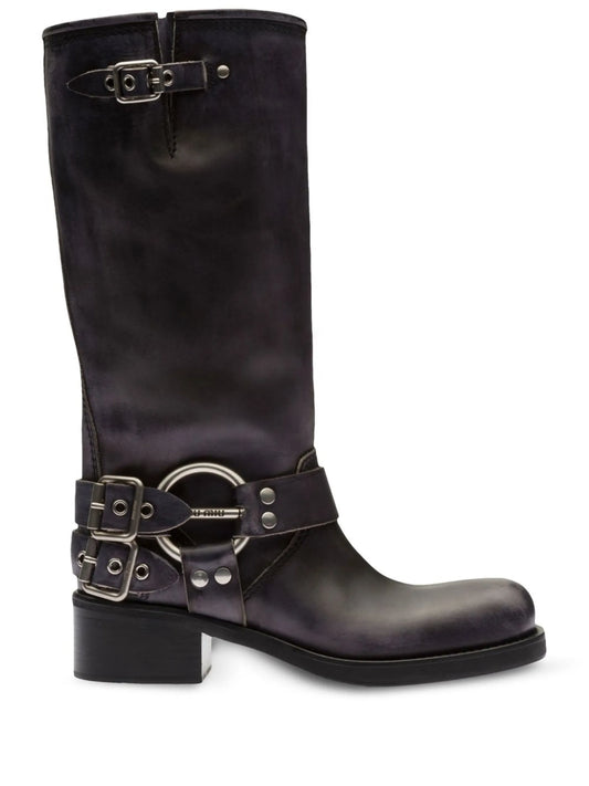 buckle-embellished biker boots