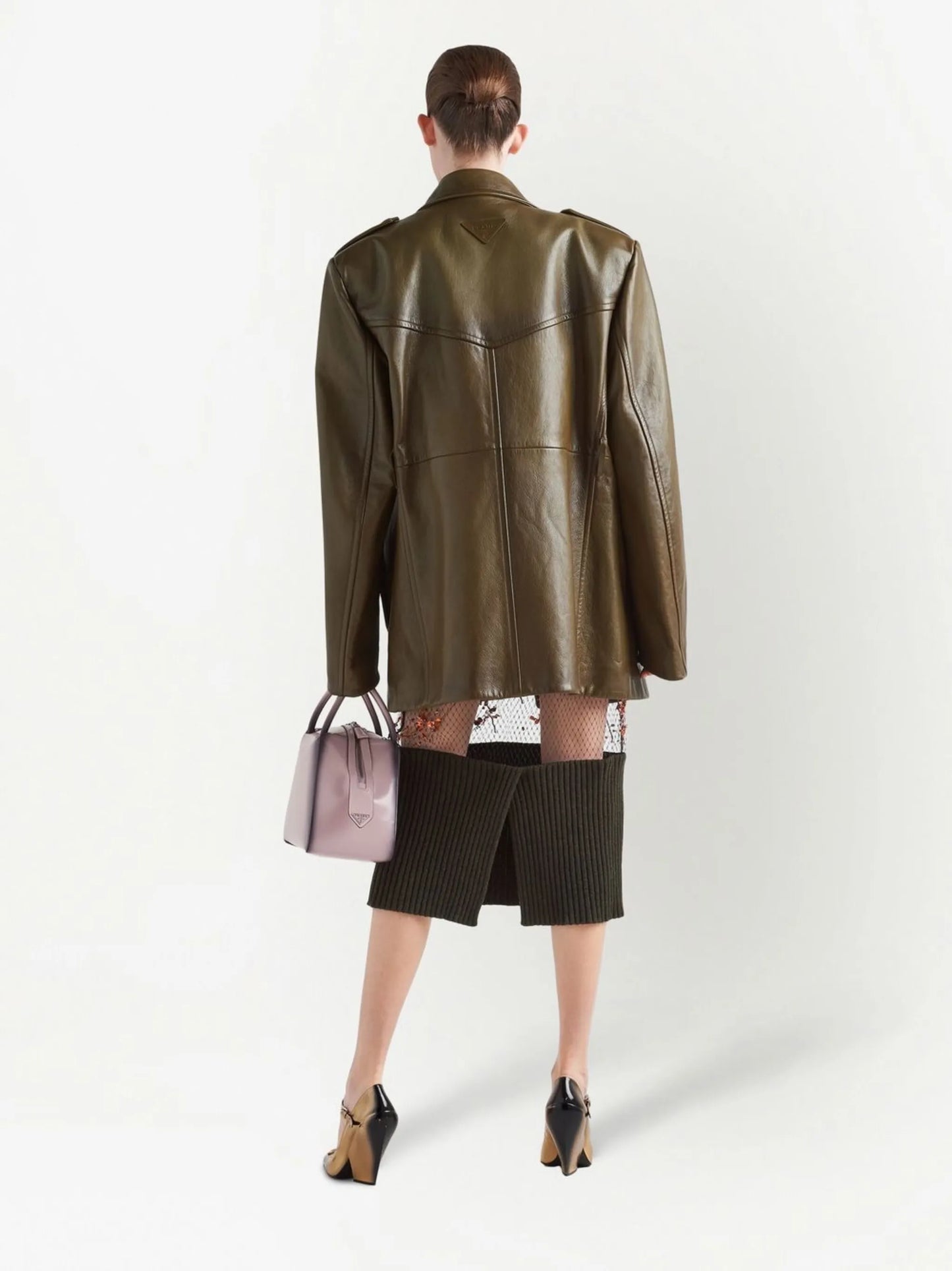 double-breasted leather coat