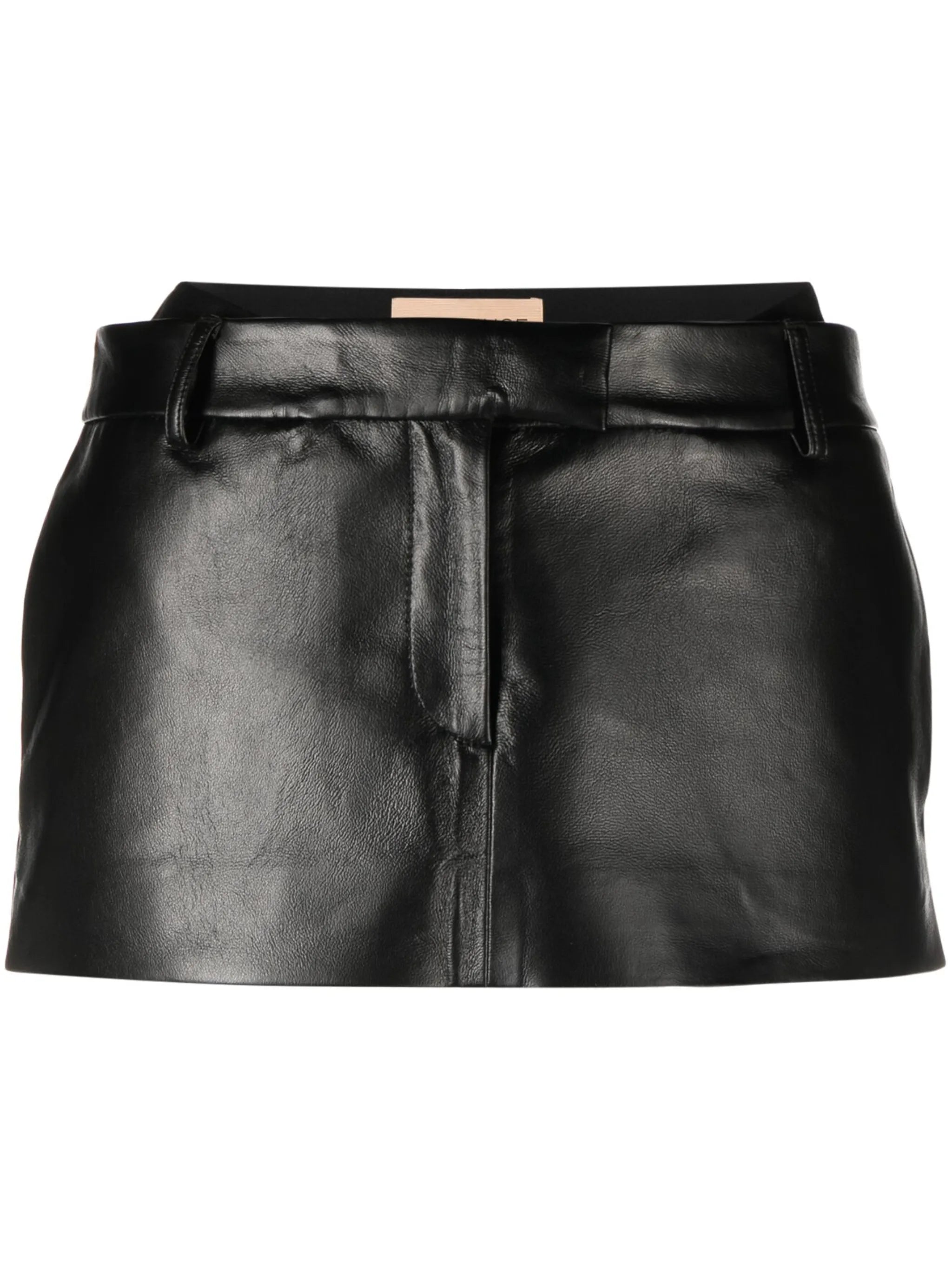 smooth-grain faux-leather mini skirt