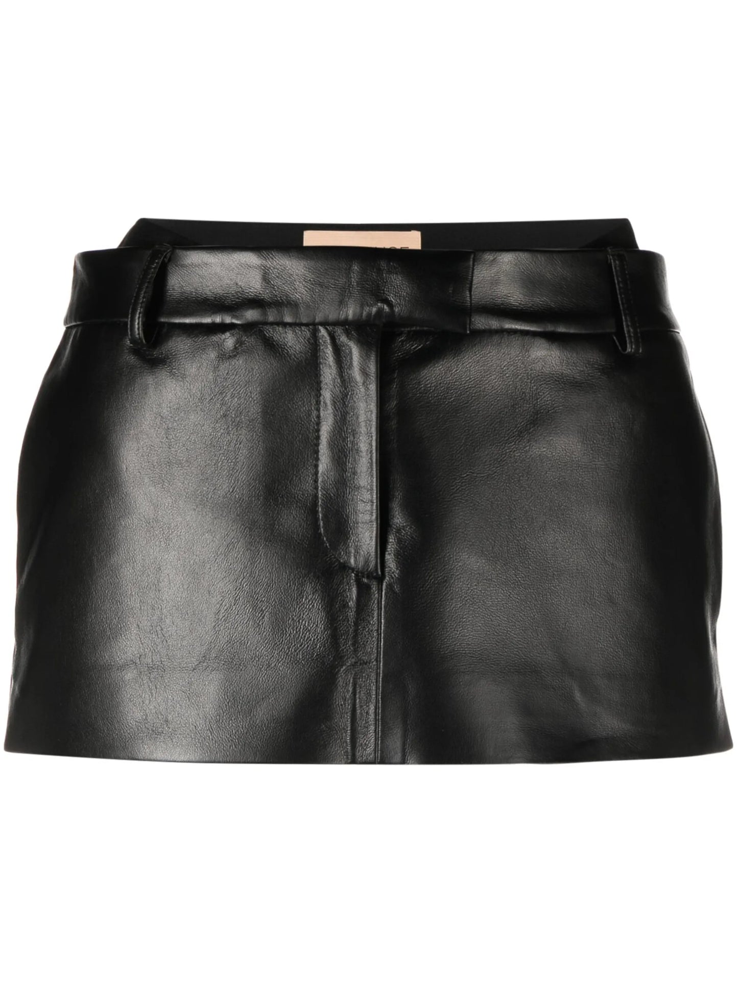 smooth-grain faux-leather mini skirt