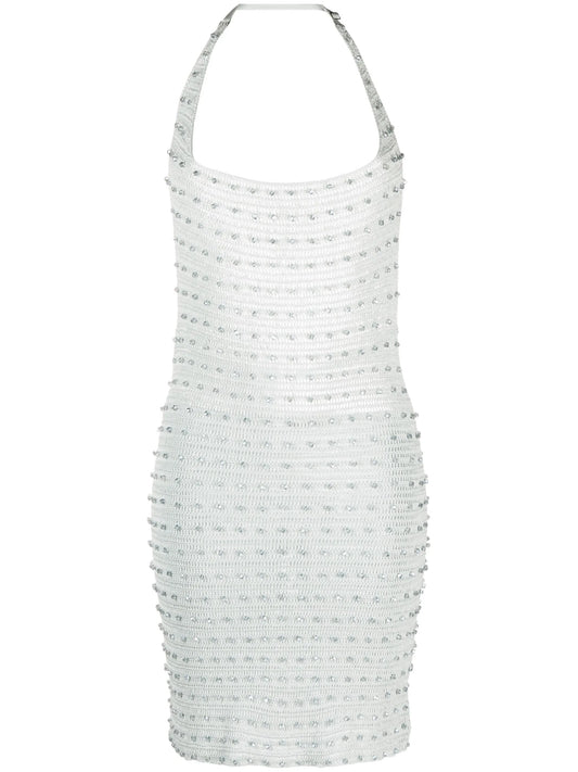 crystal embellished halterneck dress