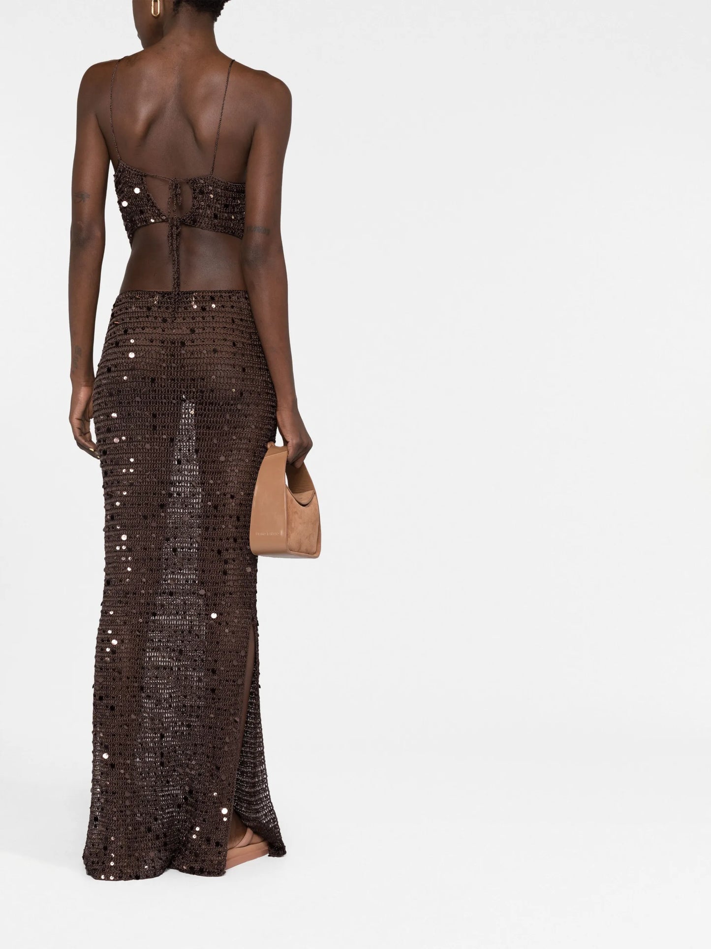 Morel sequin-embellished knit dress