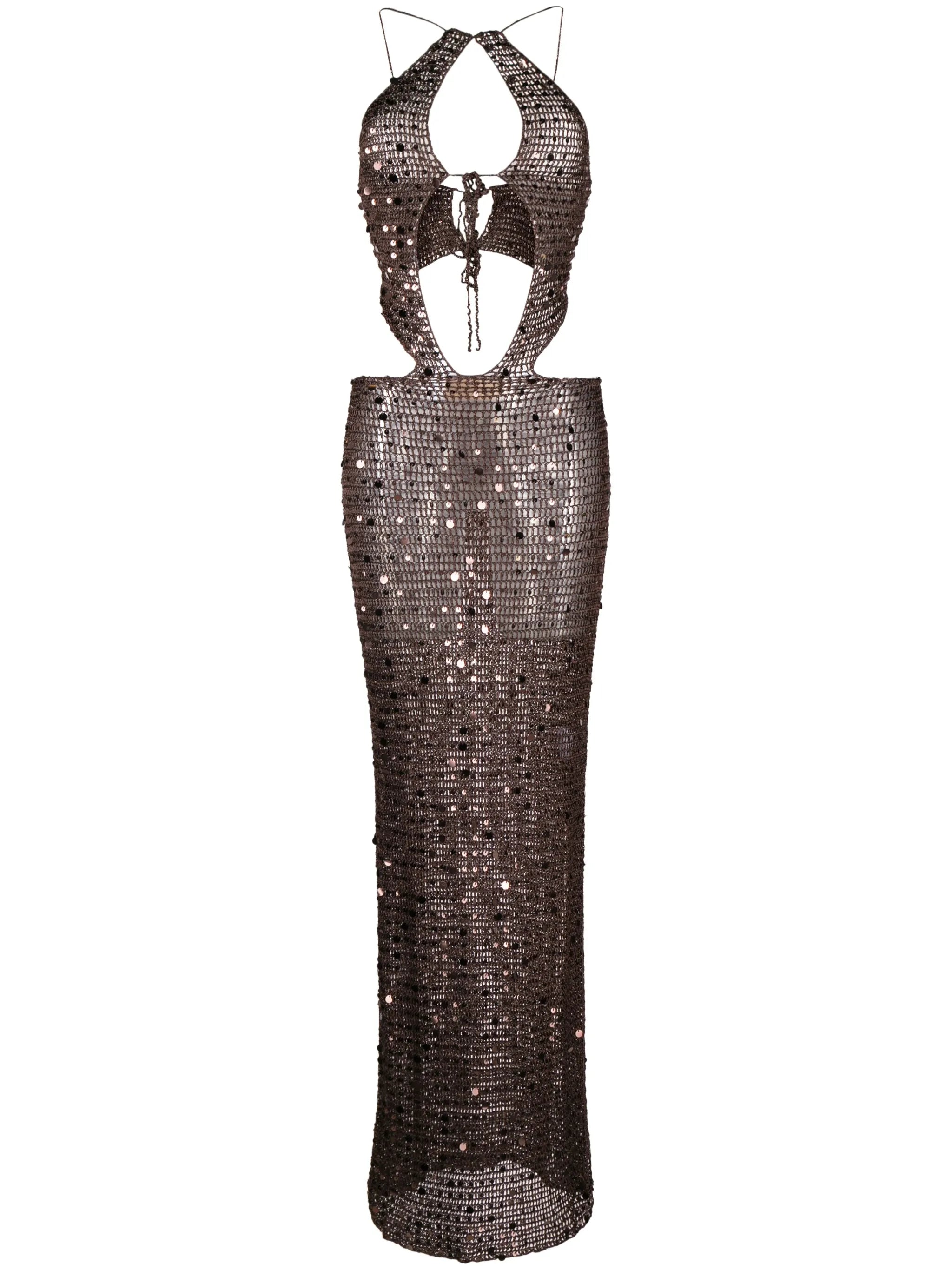 Morel sequin-embellished knit dress