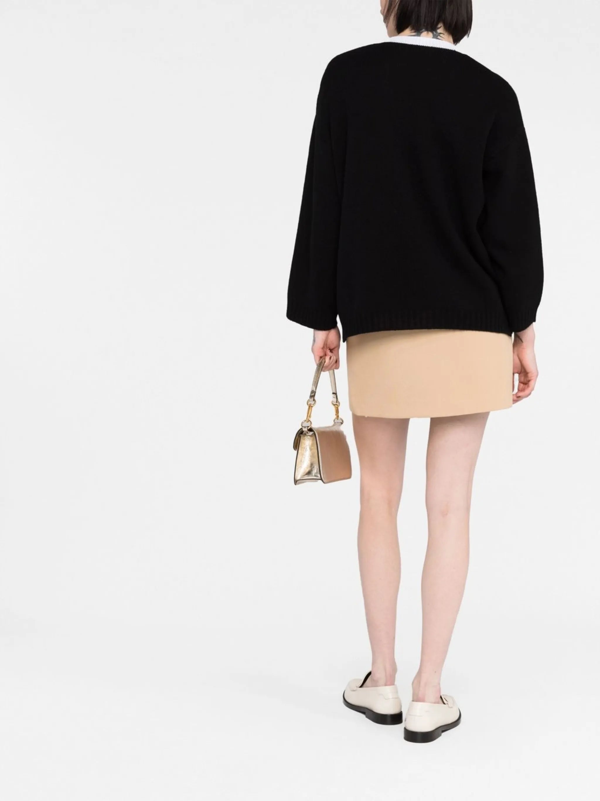 Black VGold Detail Cashmere Jumper
