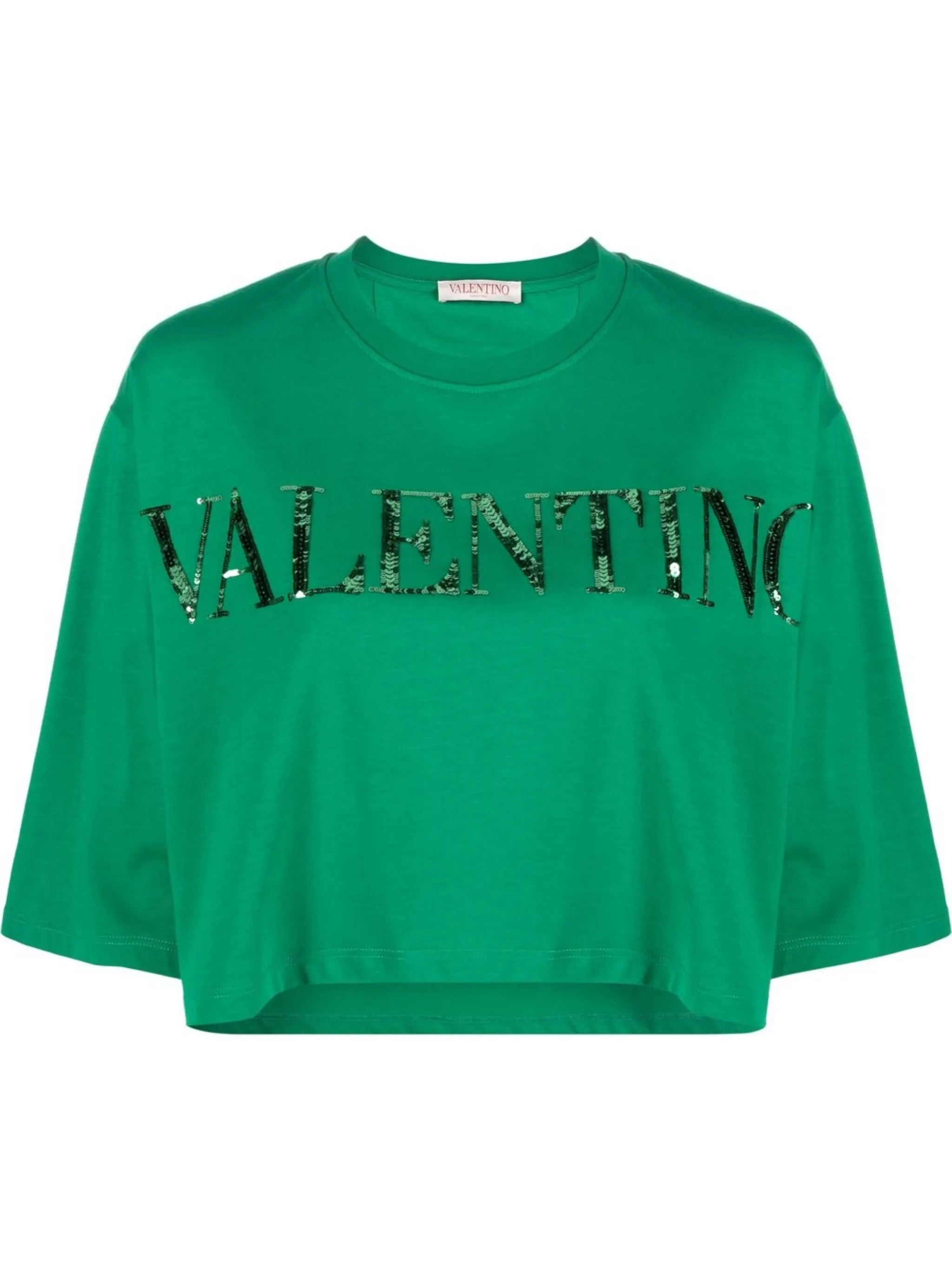 sequin-embellished cropped T-shirt