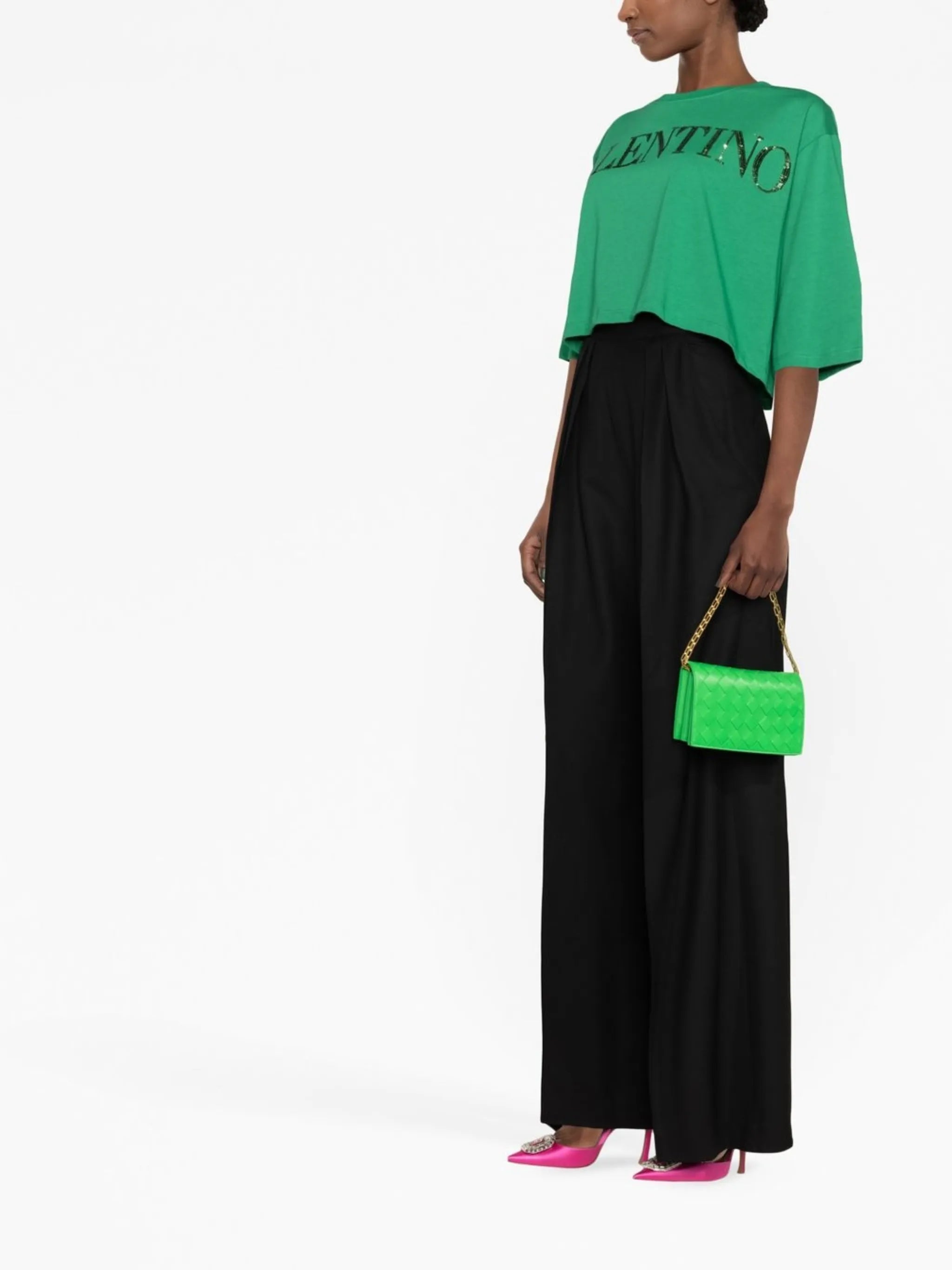 sequin-embellished cropped T-shirt
