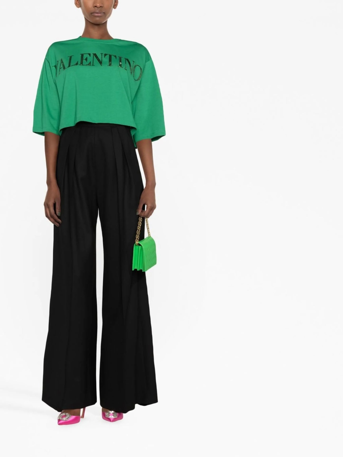 sequin-embellished cropped T-shirt