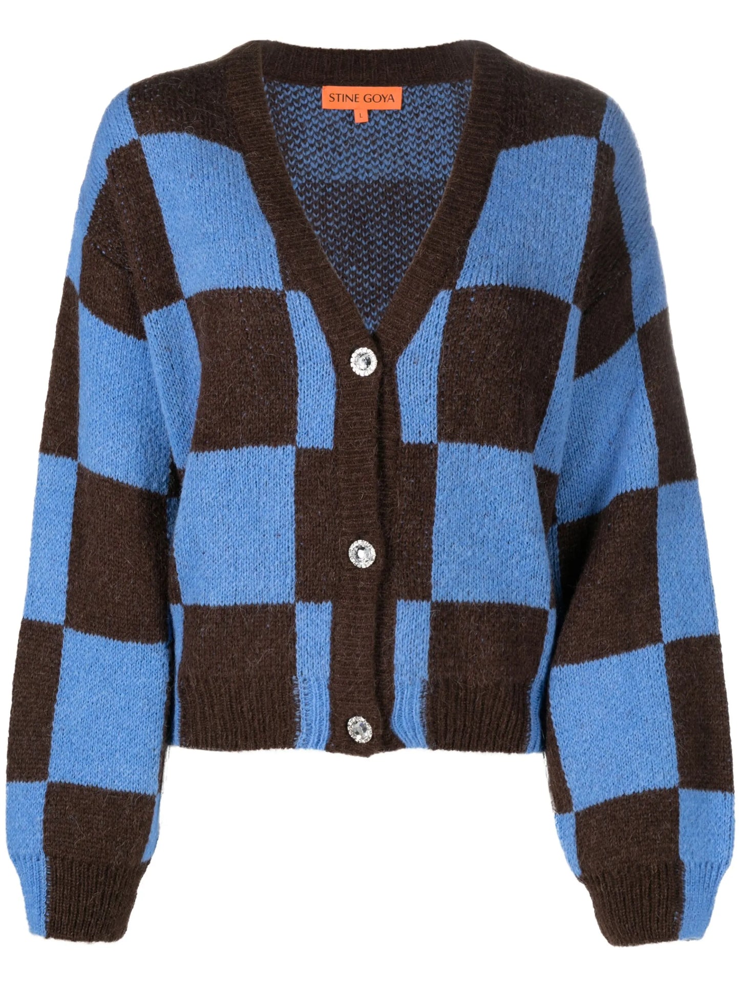 check-pattern cardigan