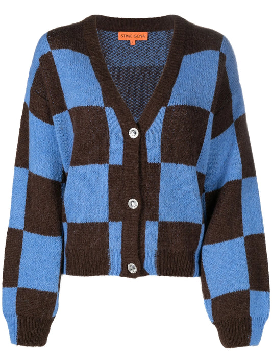 check-pattern cardigan
