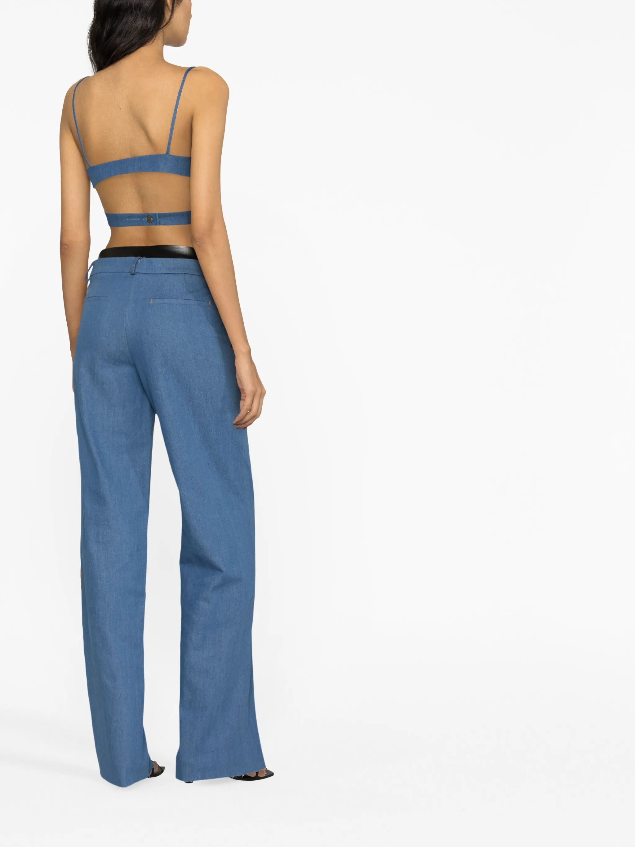 Ubro crossover-front denim bralette top