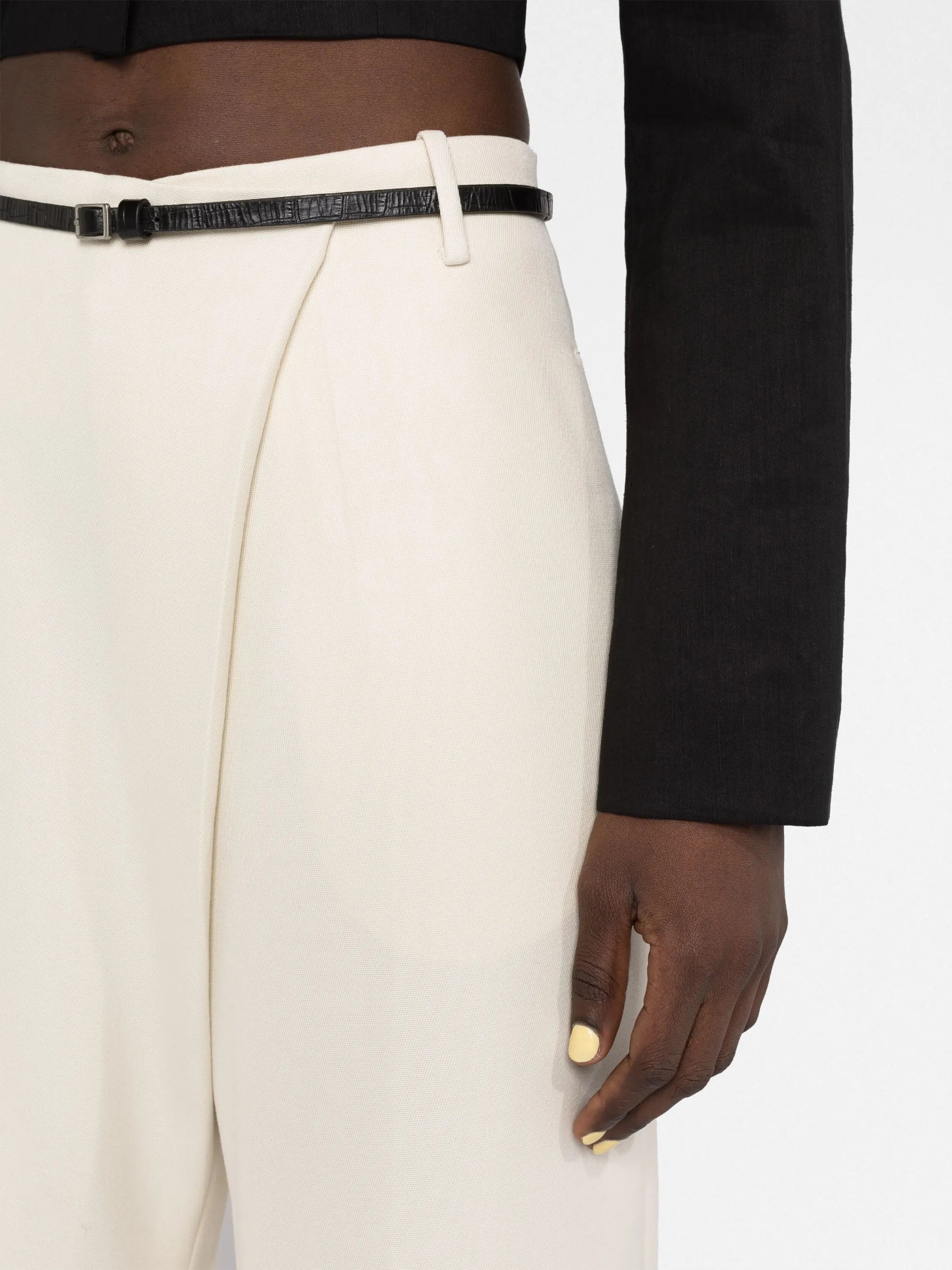 belted wide-leg trousers