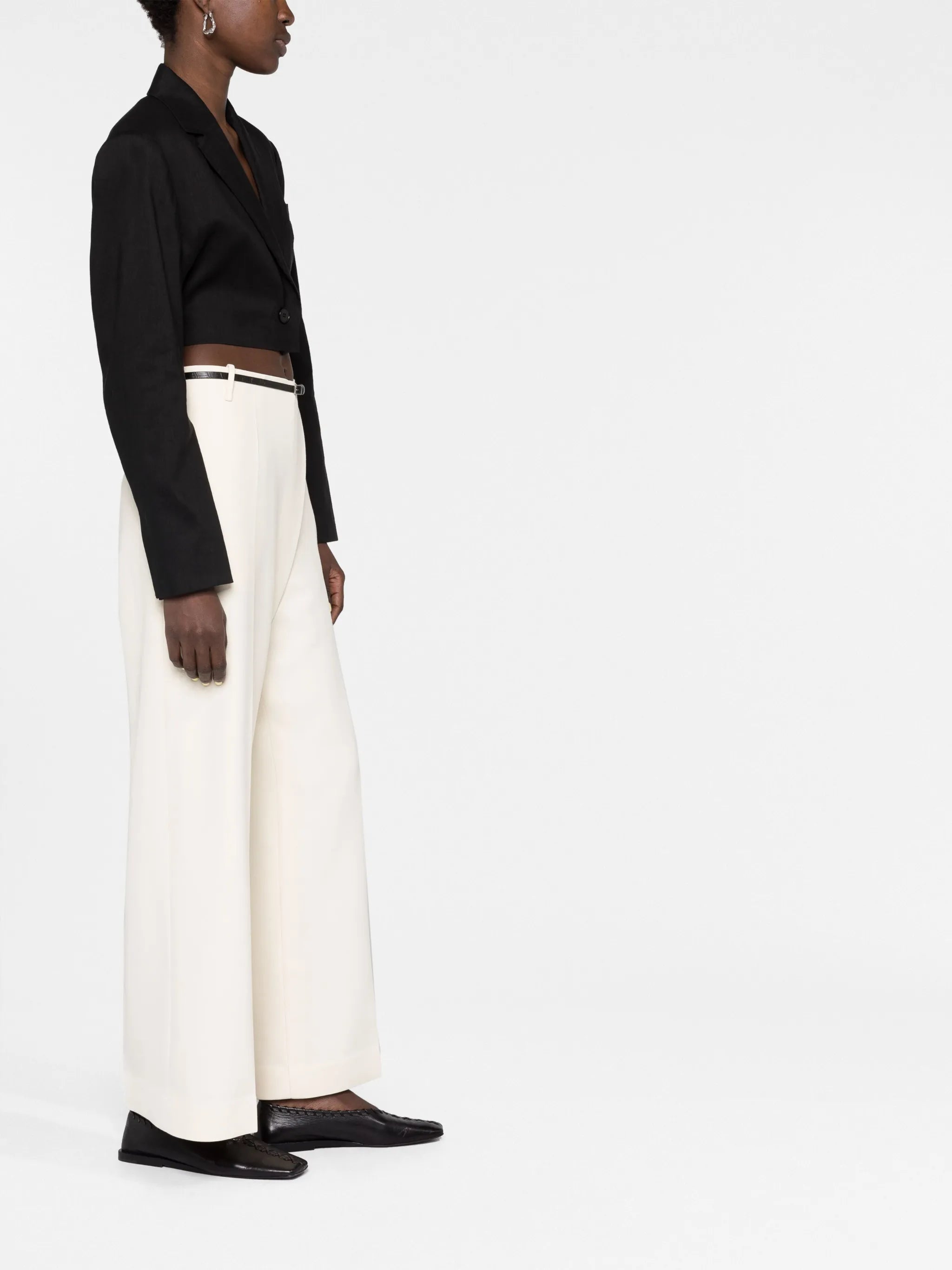 belted wide-leg trousers