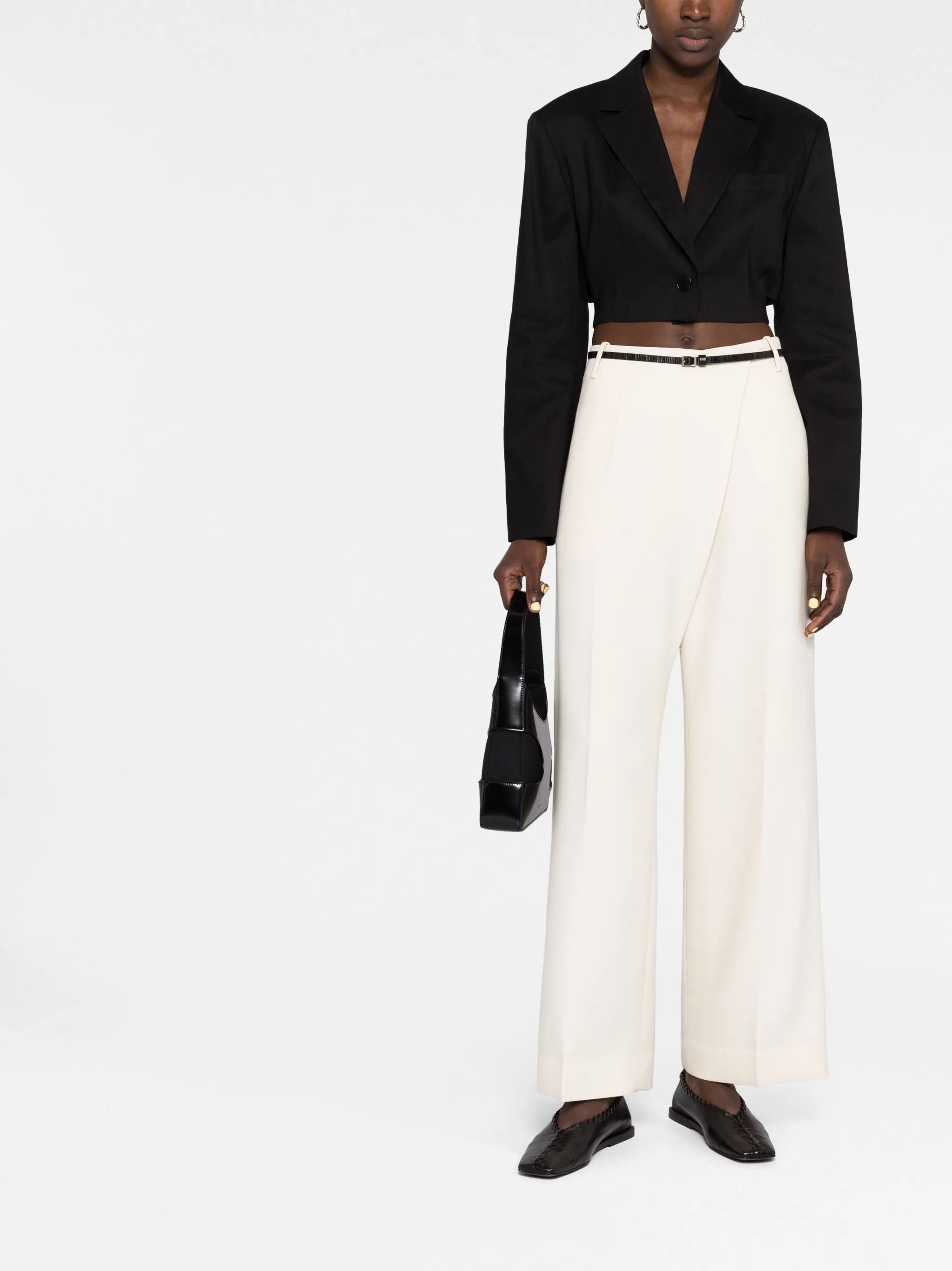 belted wide-leg trousers