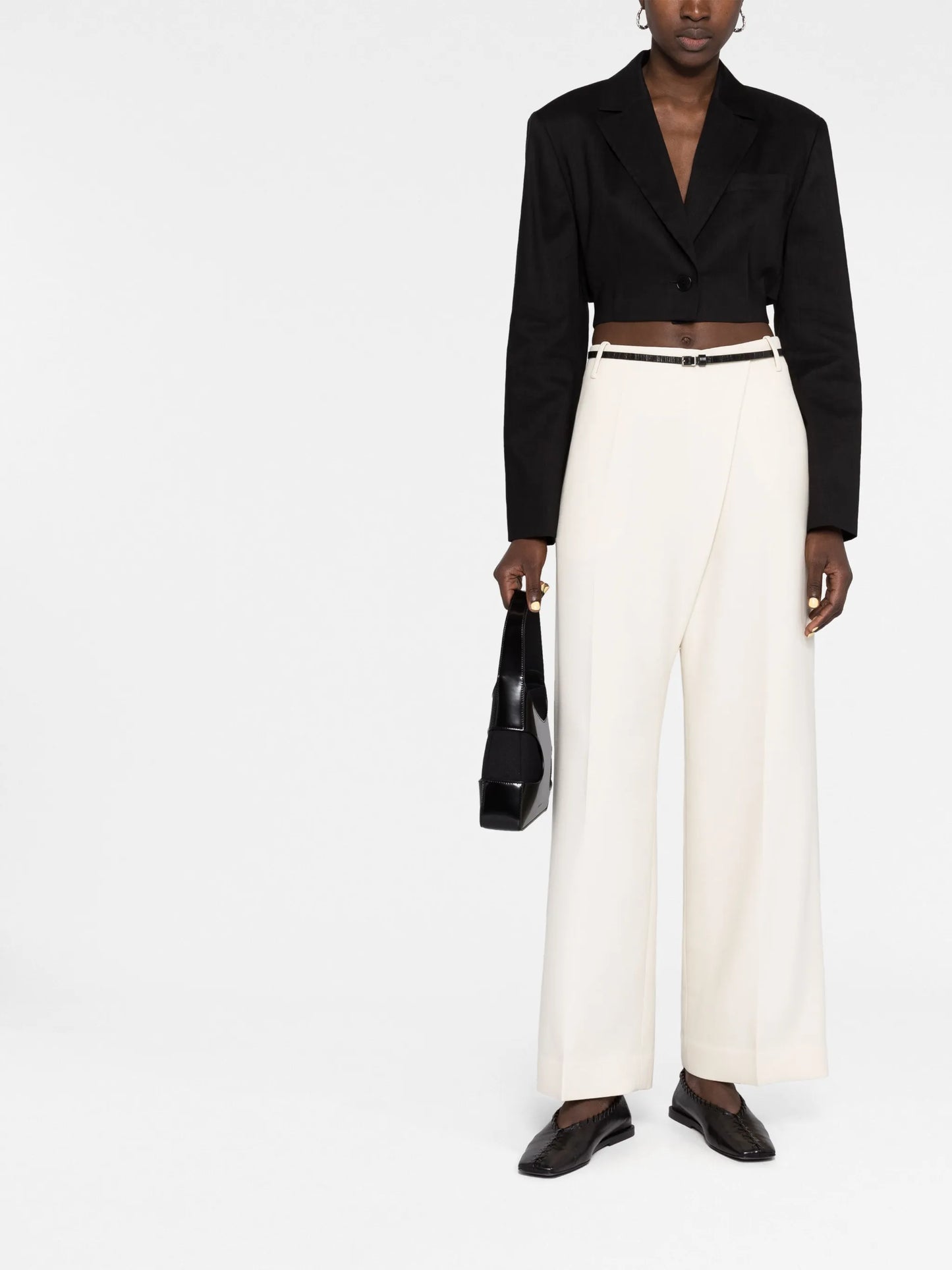 belted wide-leg trousers
