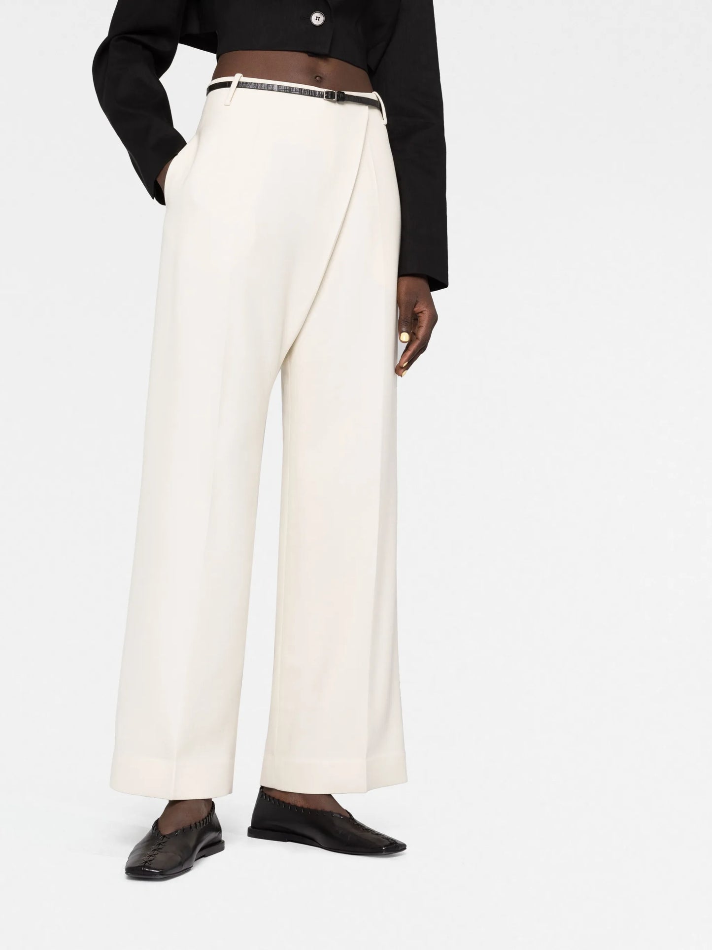 belted wide-leg trousers