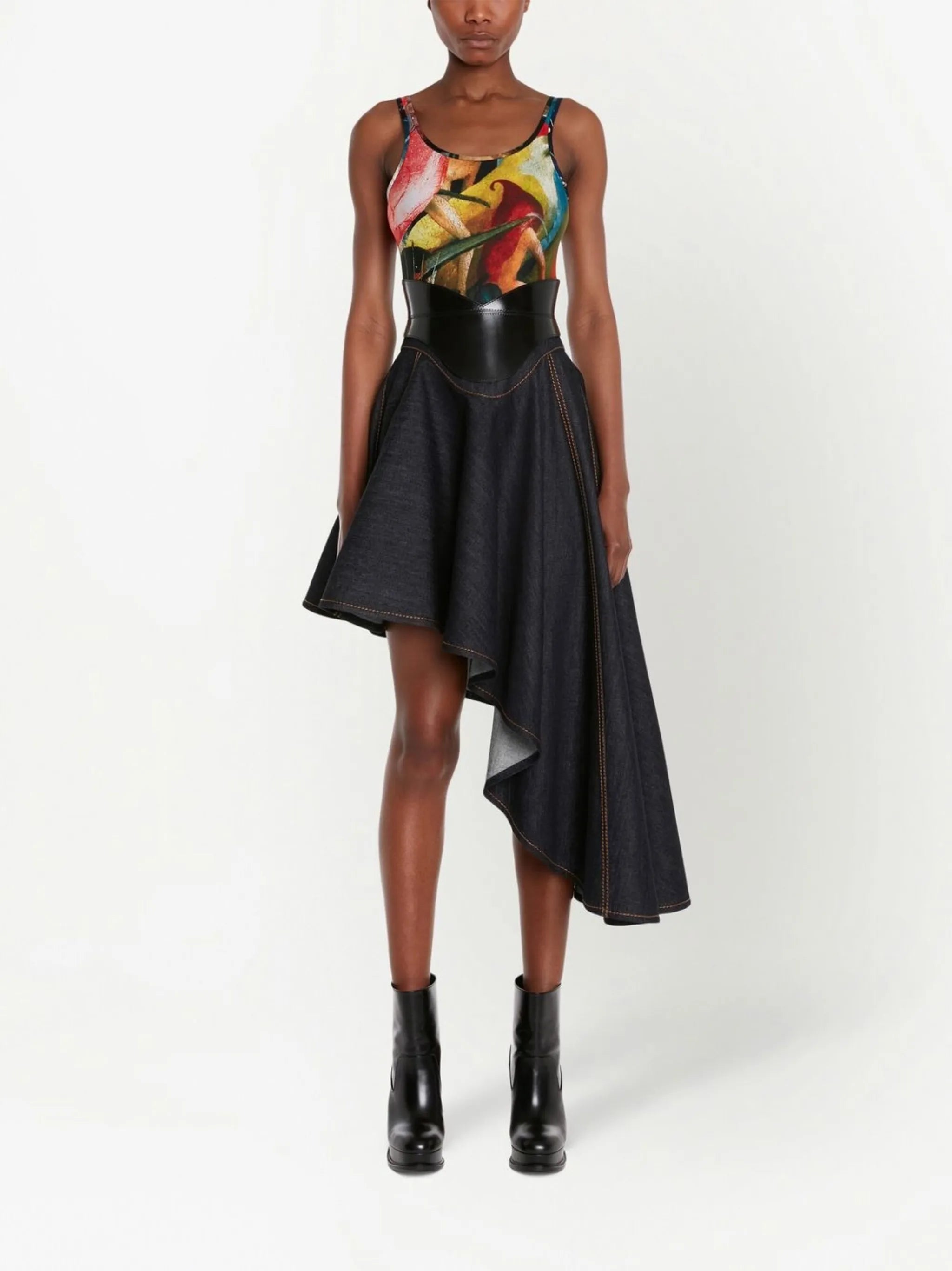 asymmetric midi skirt