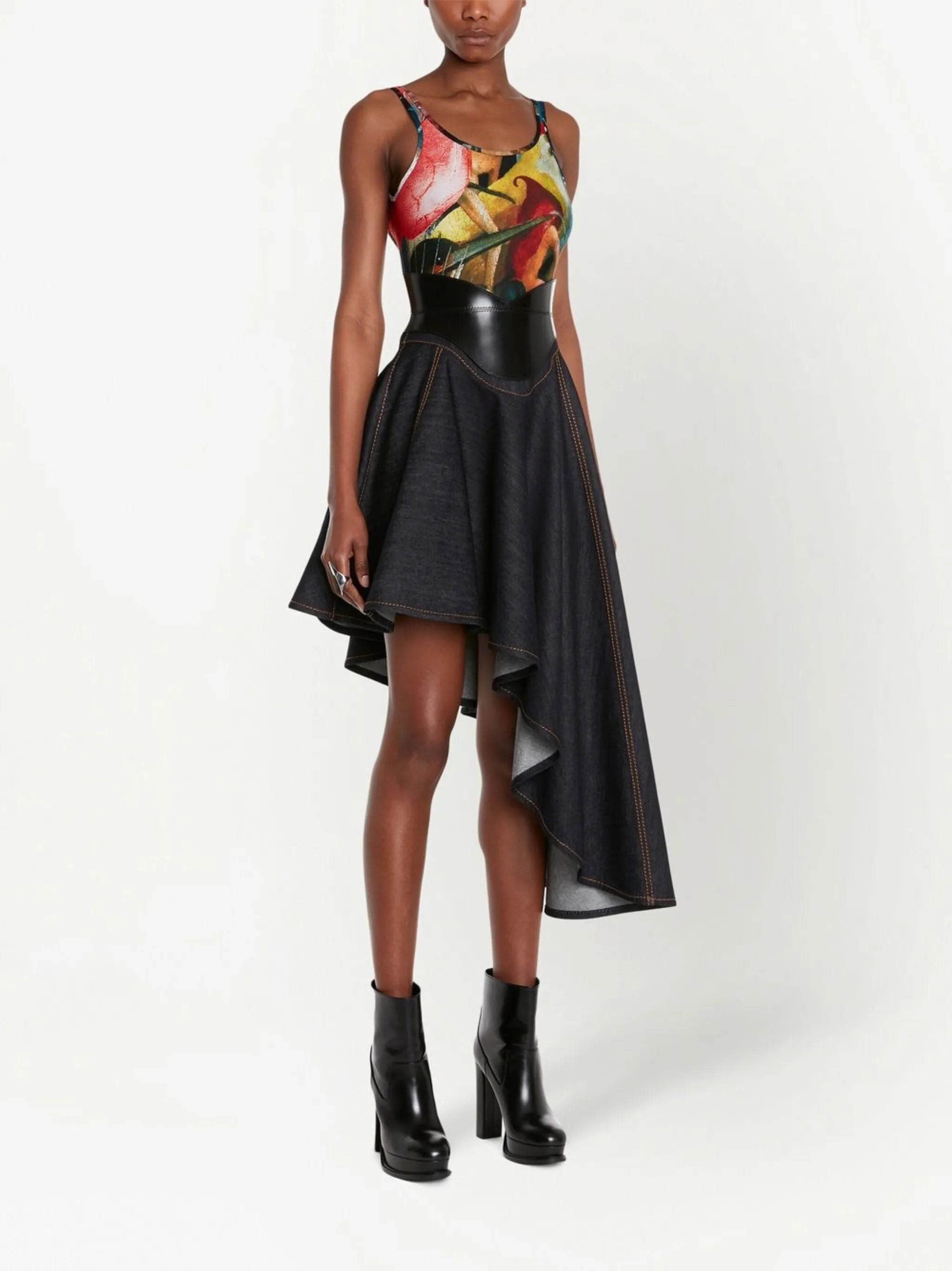 asymmetric midi skirt