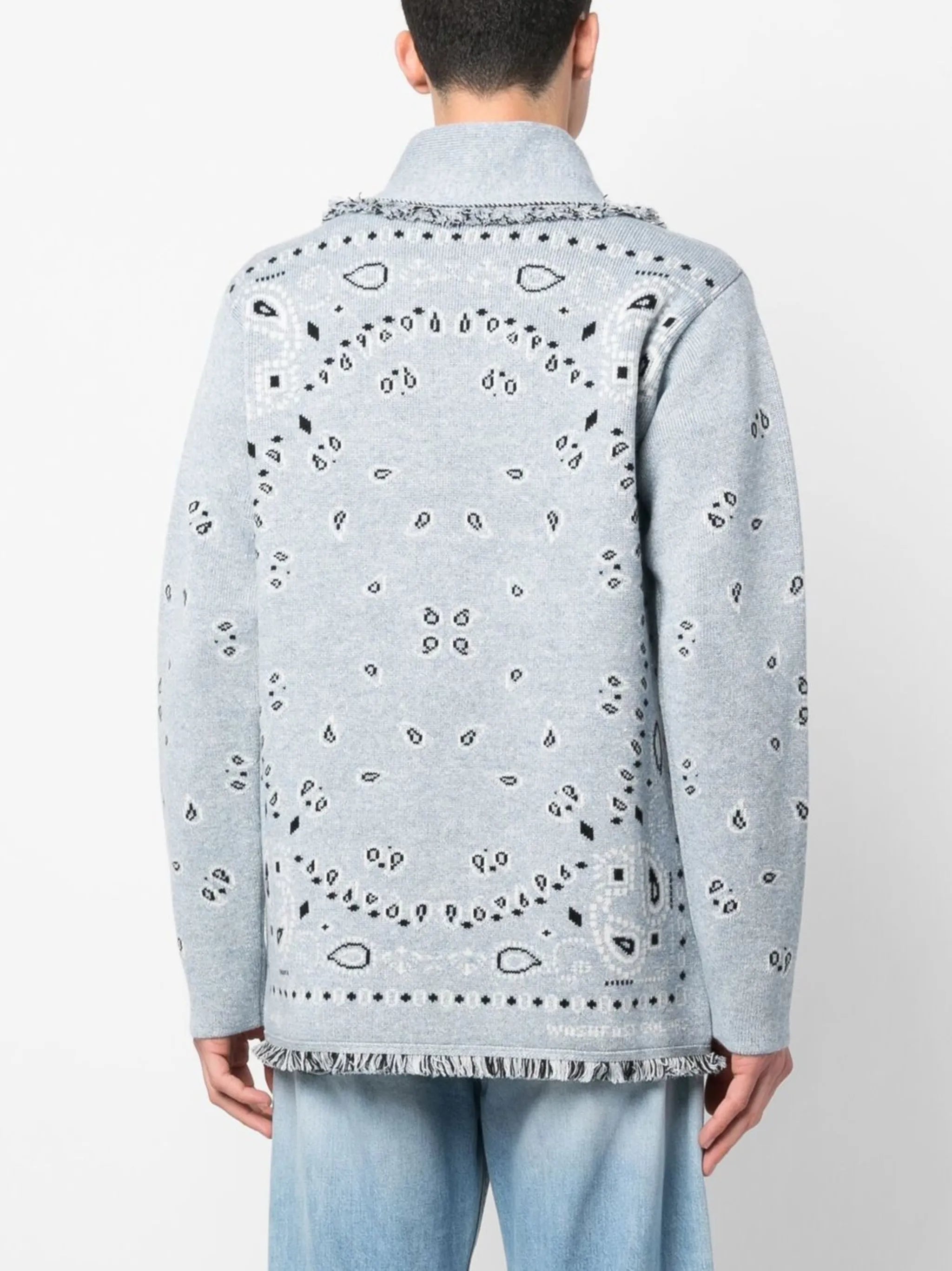 Bandana jacquard cashmere cardigan