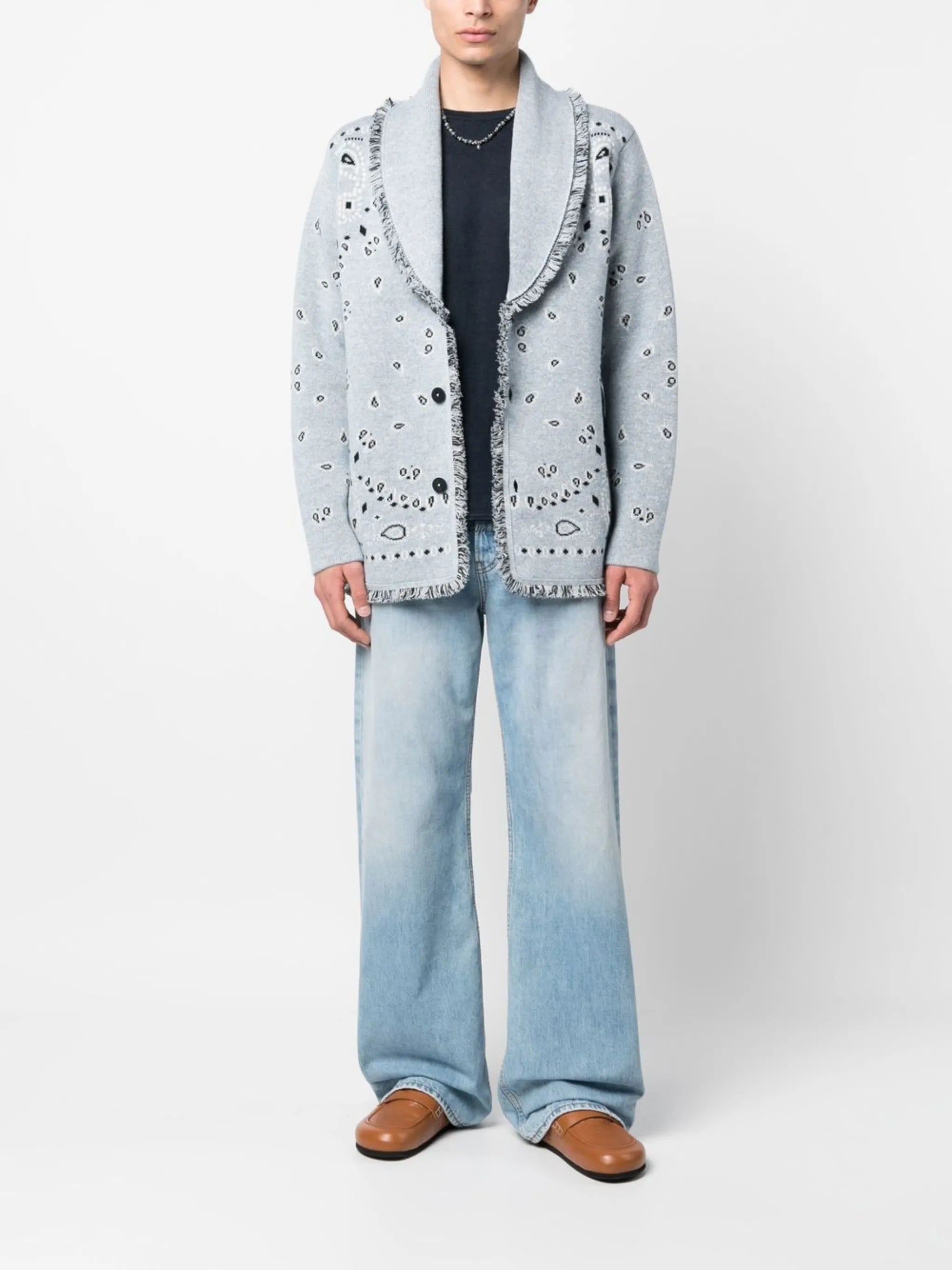 Bandana jacquard cashmere cardigan