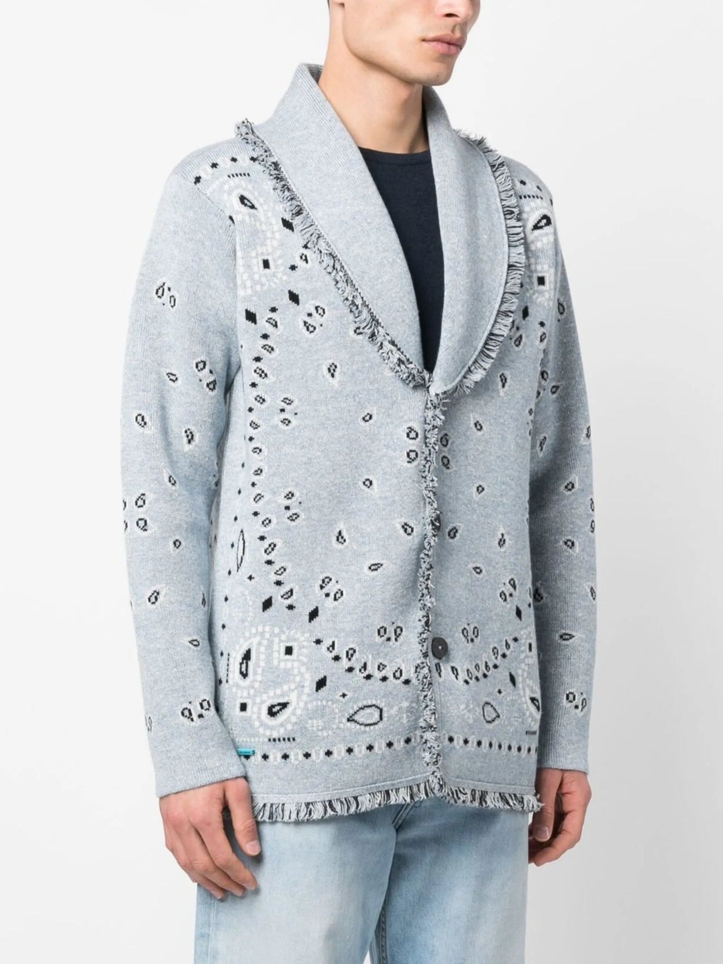 Bandana jacquard cashmere cardigan
