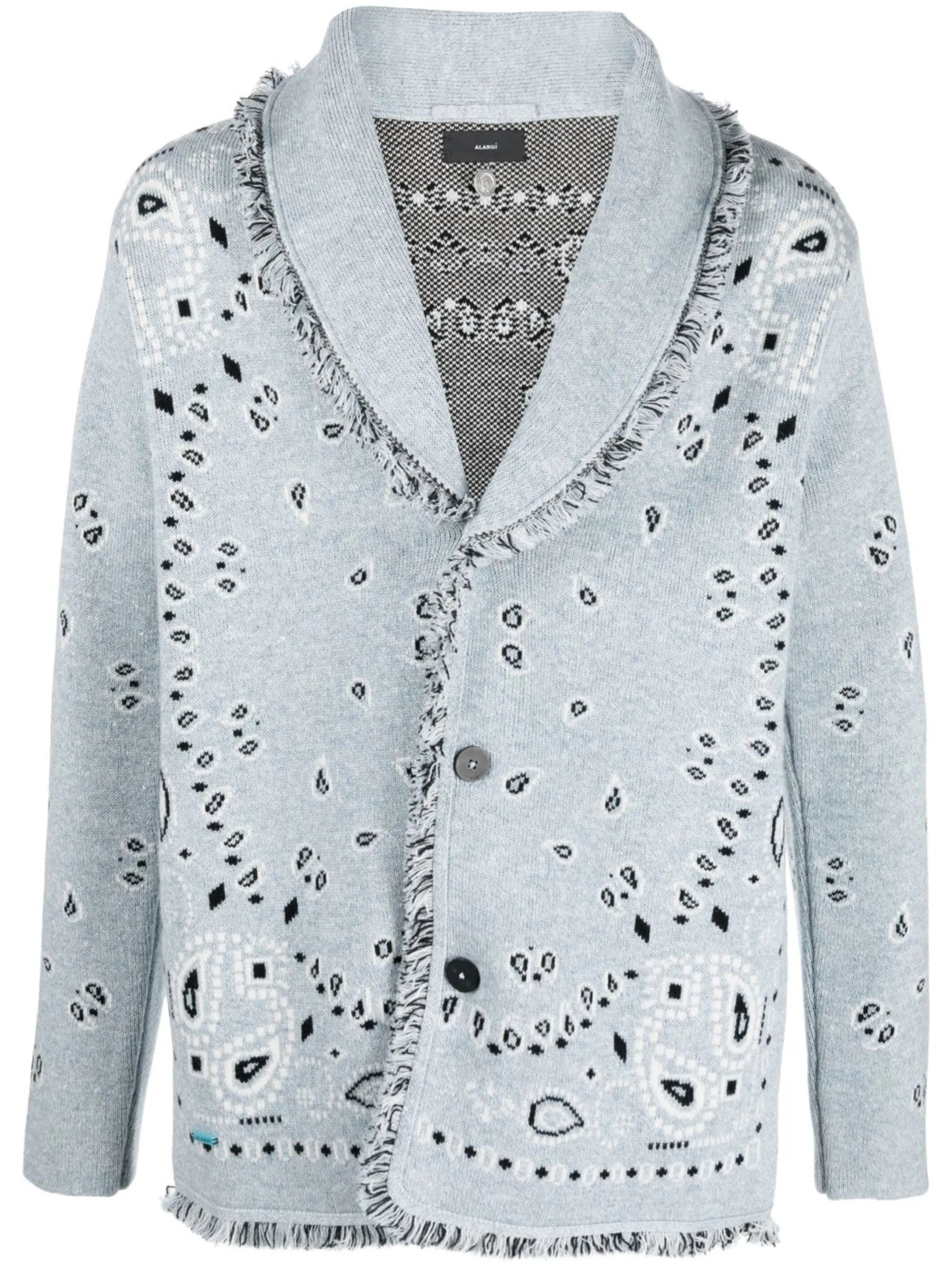 Bandana jacquard cashmere cardigan