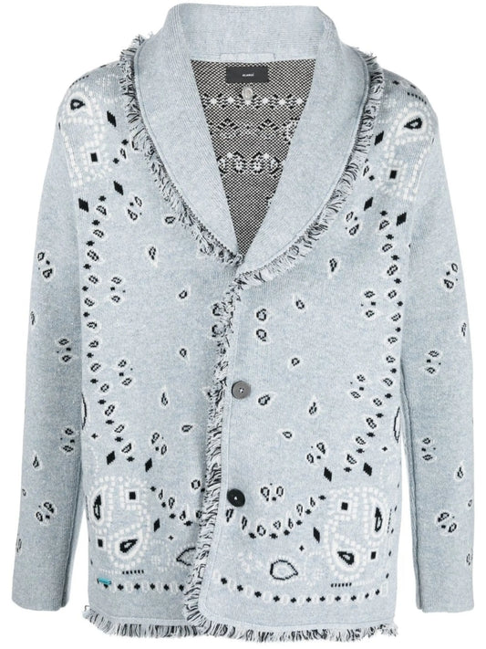 Bandana jacquard cashmere cardigan
