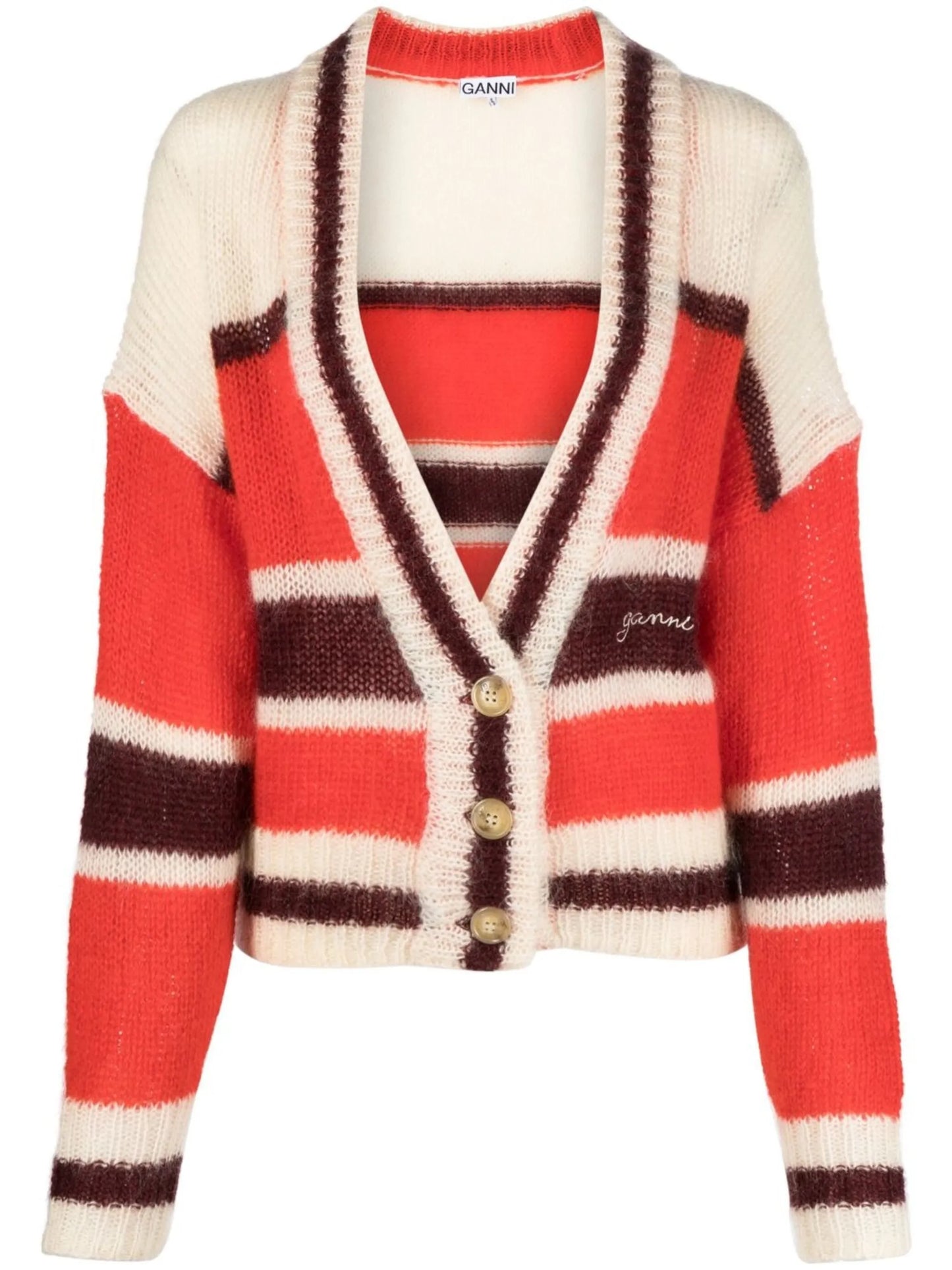 striped V-neck cardigan