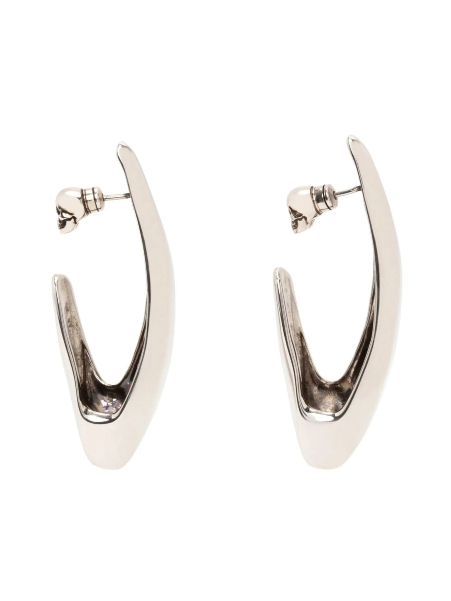 skull fastening polished-finish earrings