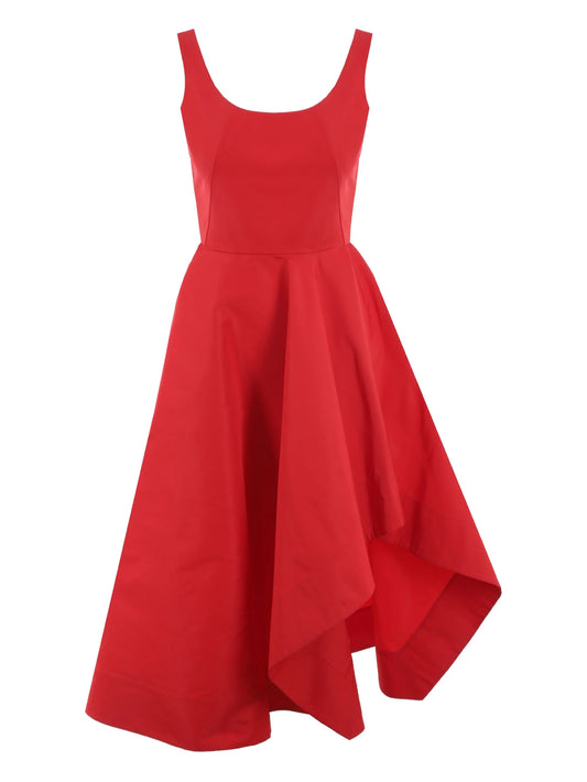 asymmetric draped midi dress