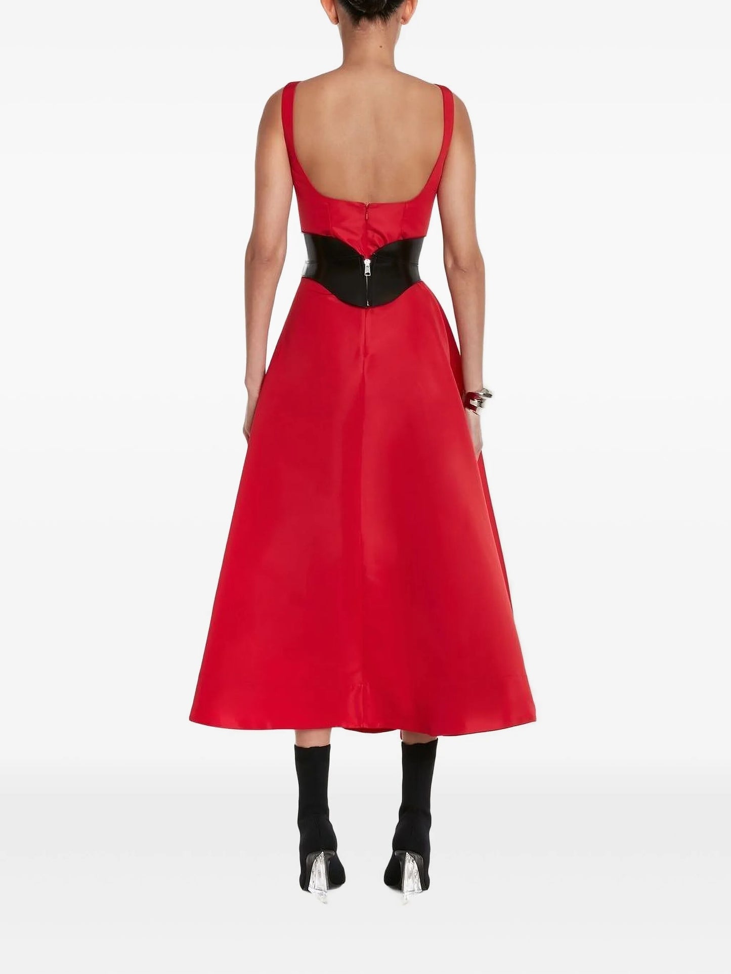 asymmetric draped midi dress