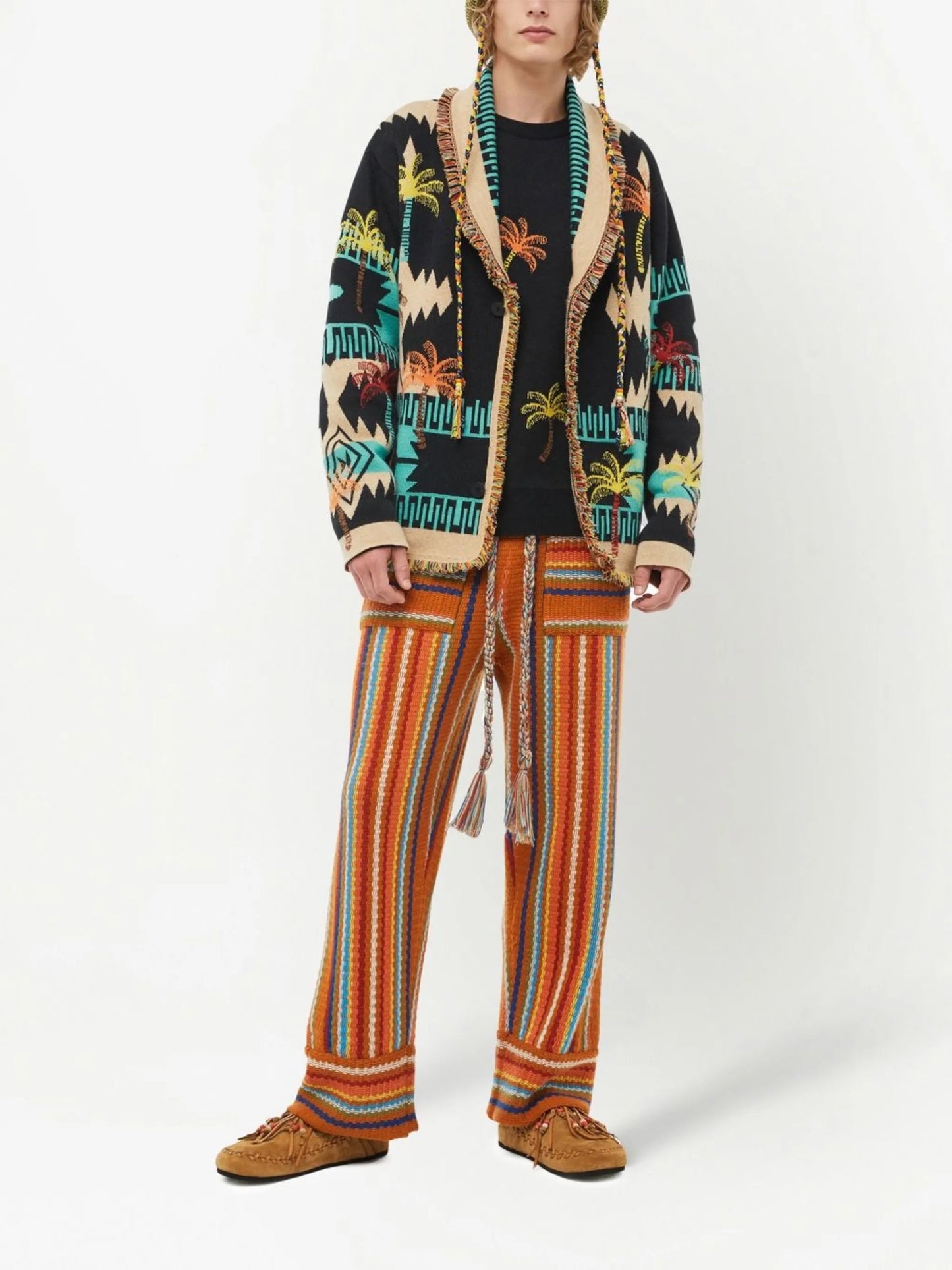 wool palm-tree jacquard cardigan