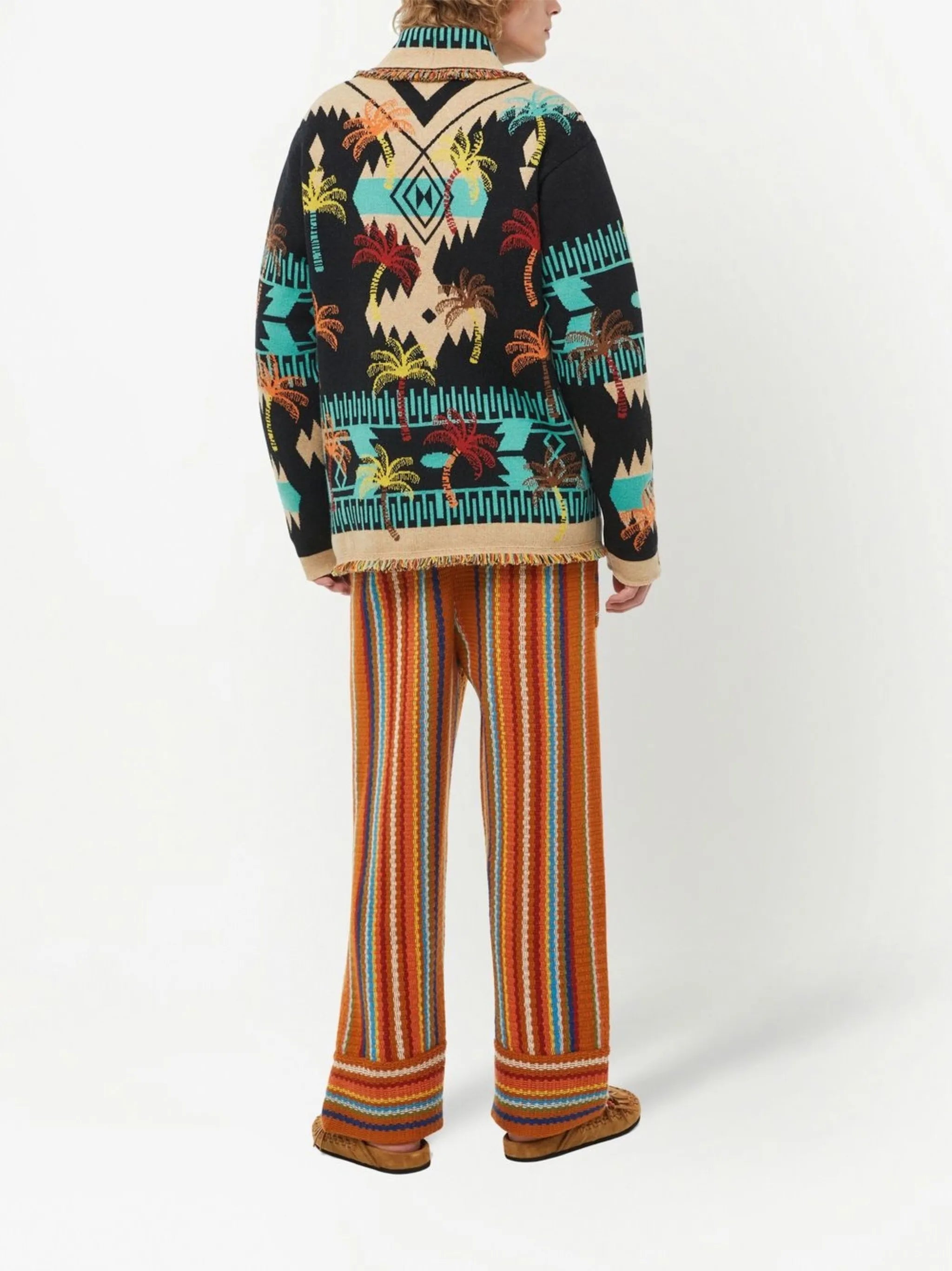 wool palm-tree jacquard cardigan