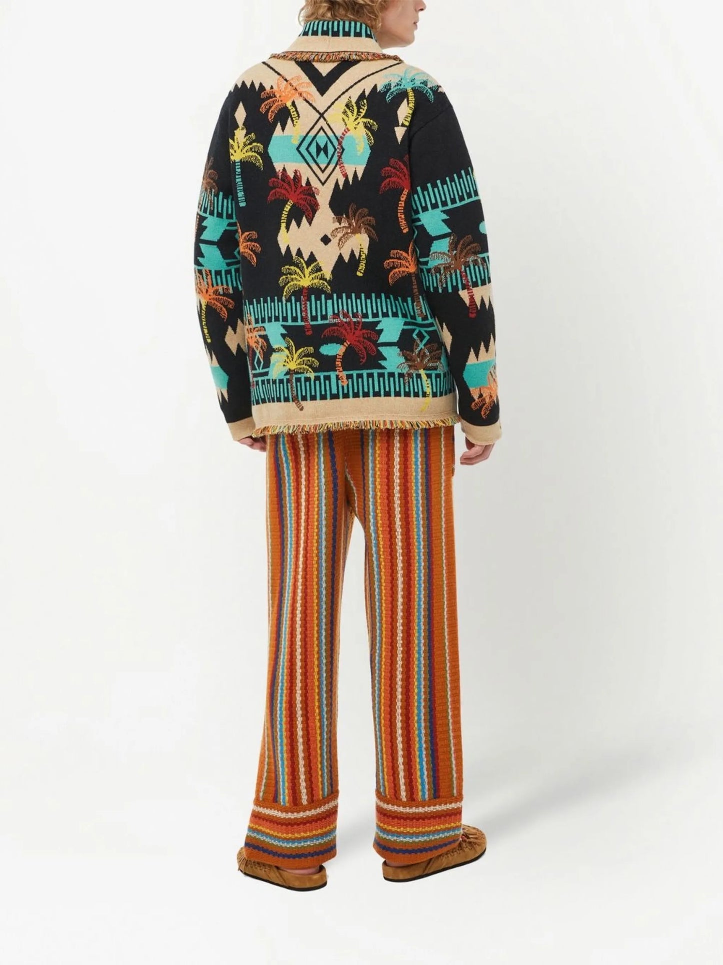 wool palm-tree jacquard cardigan