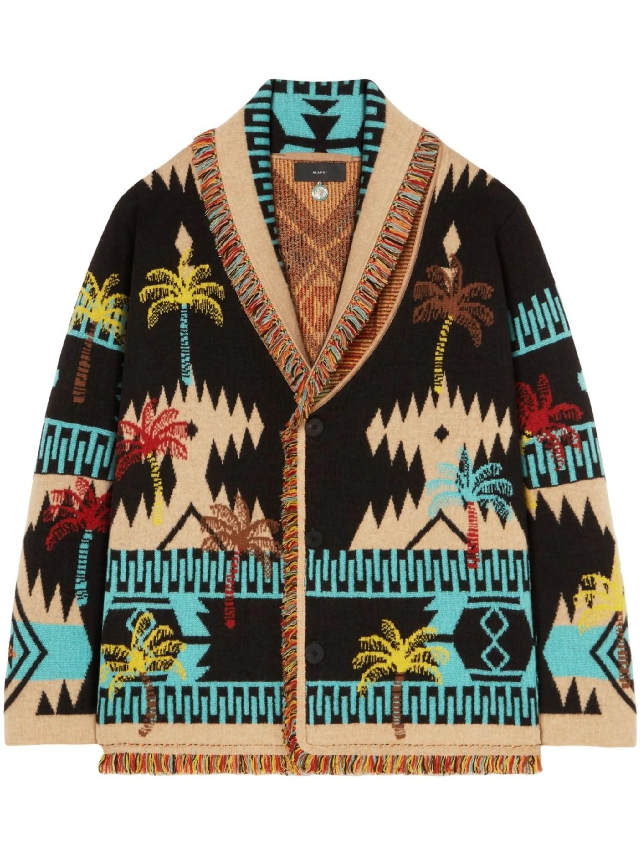 wool palm-tree jacquard cardigan