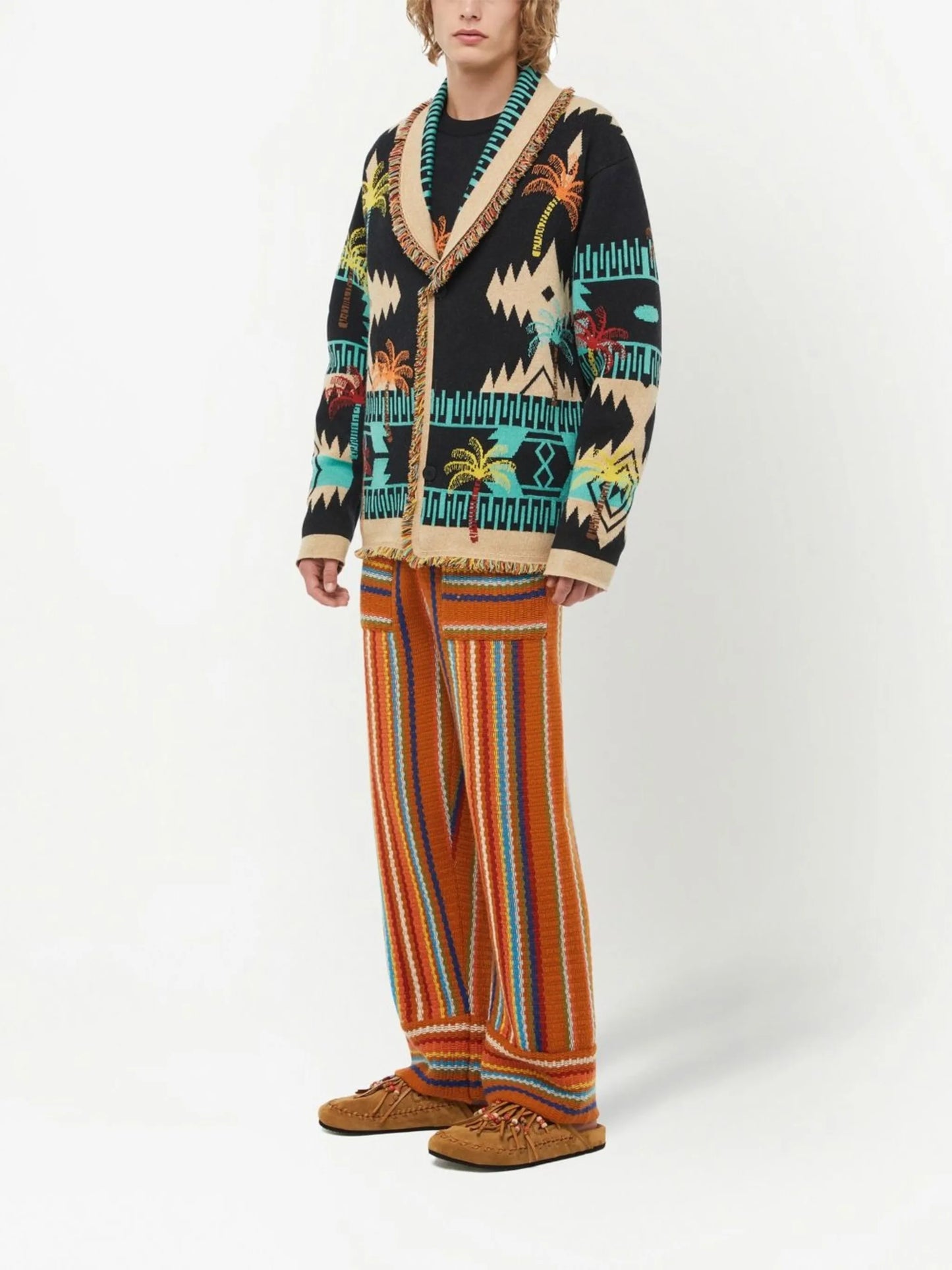 wool palm-tree jacquard cardigan